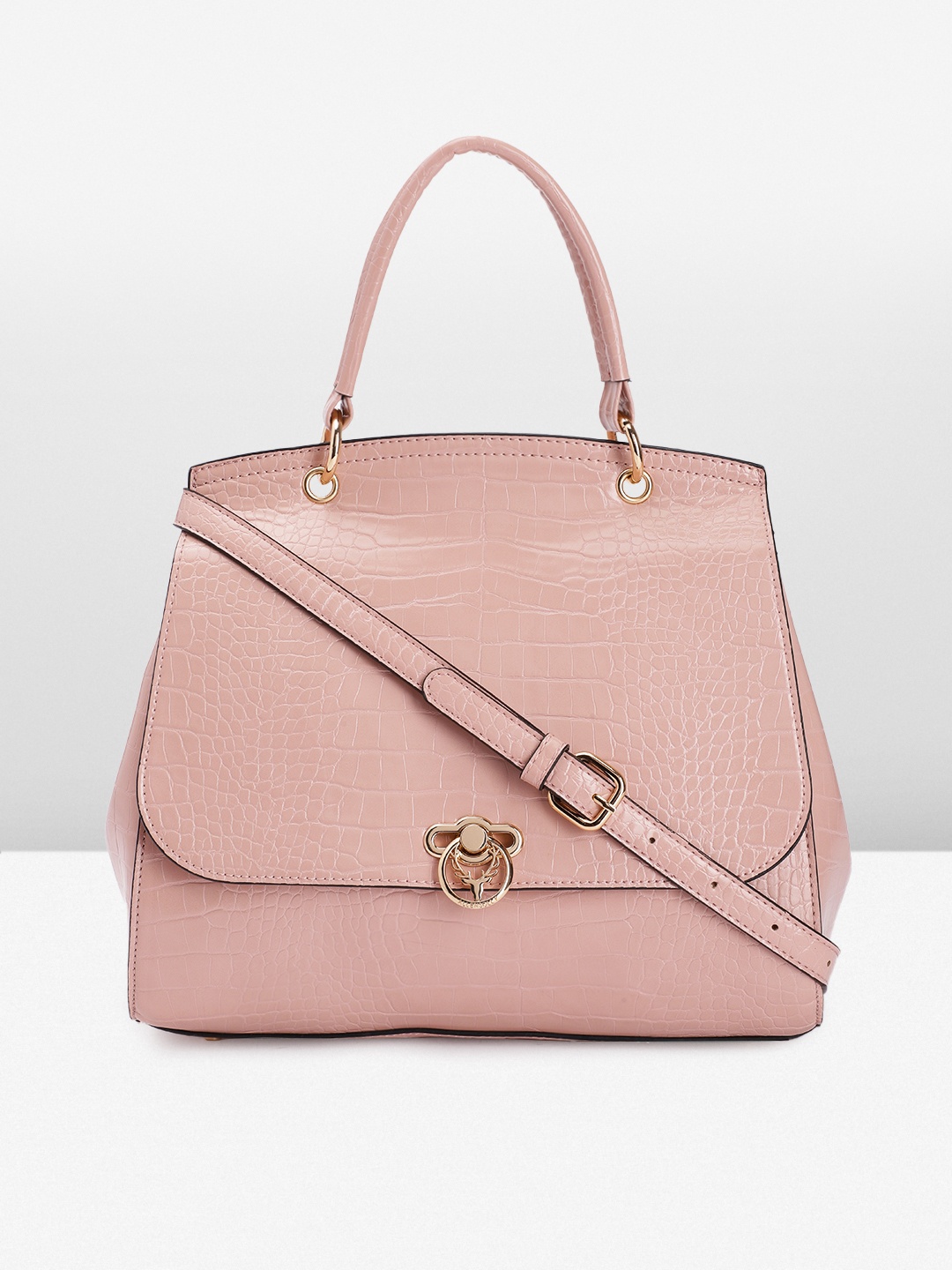 

Allen Solly Animal Textured Structured Satchel, Pink