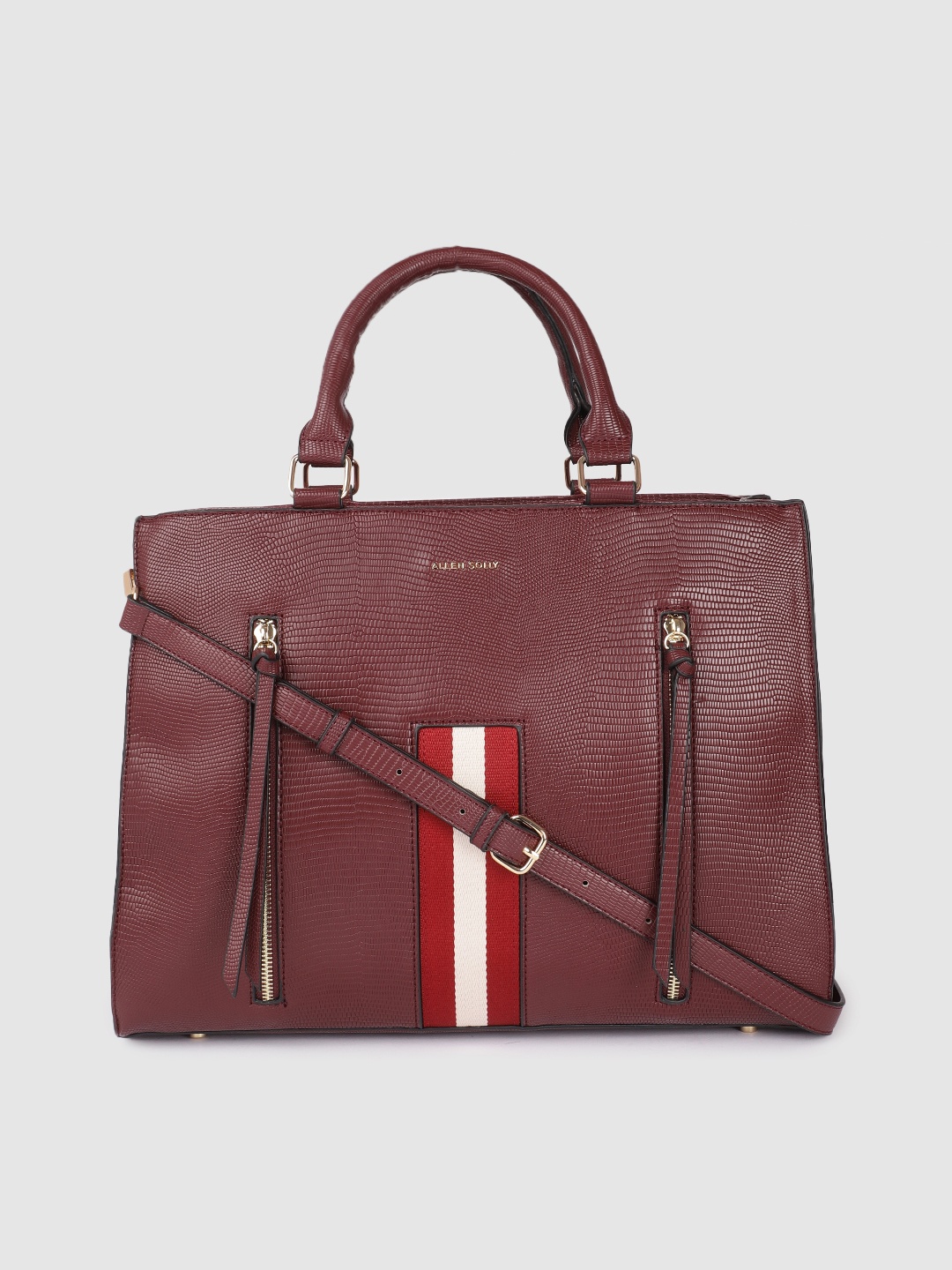 

Allen Solly Burgundy Textured Handheld Bag