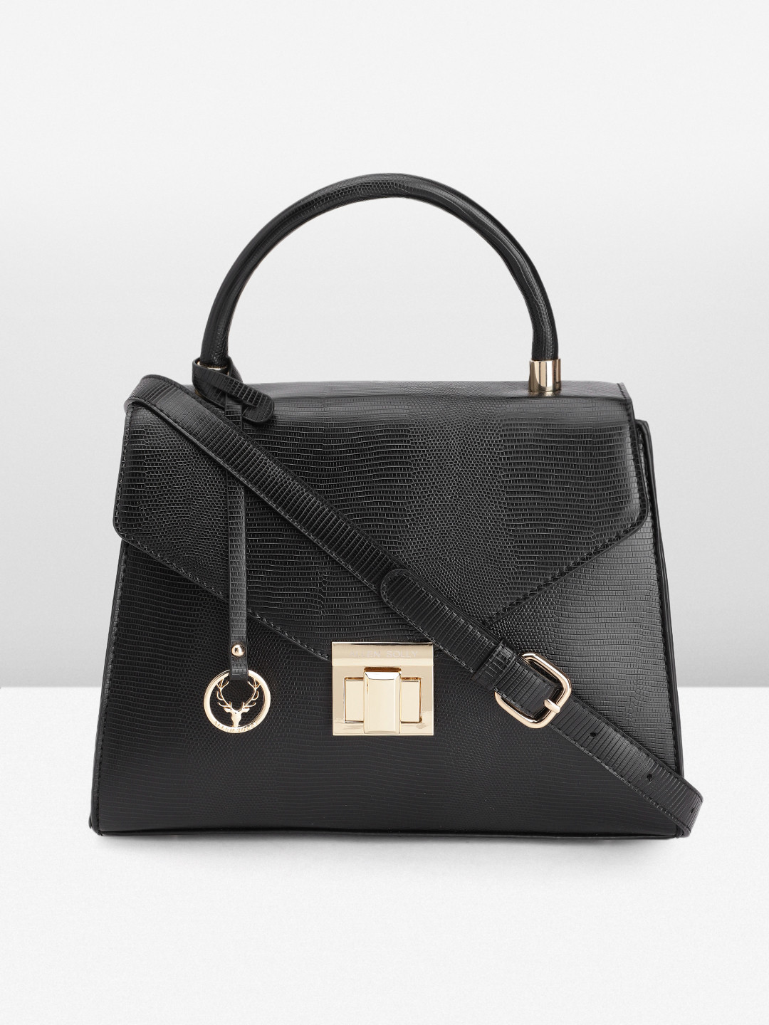 

Allen Solly Textured Satchel, Black