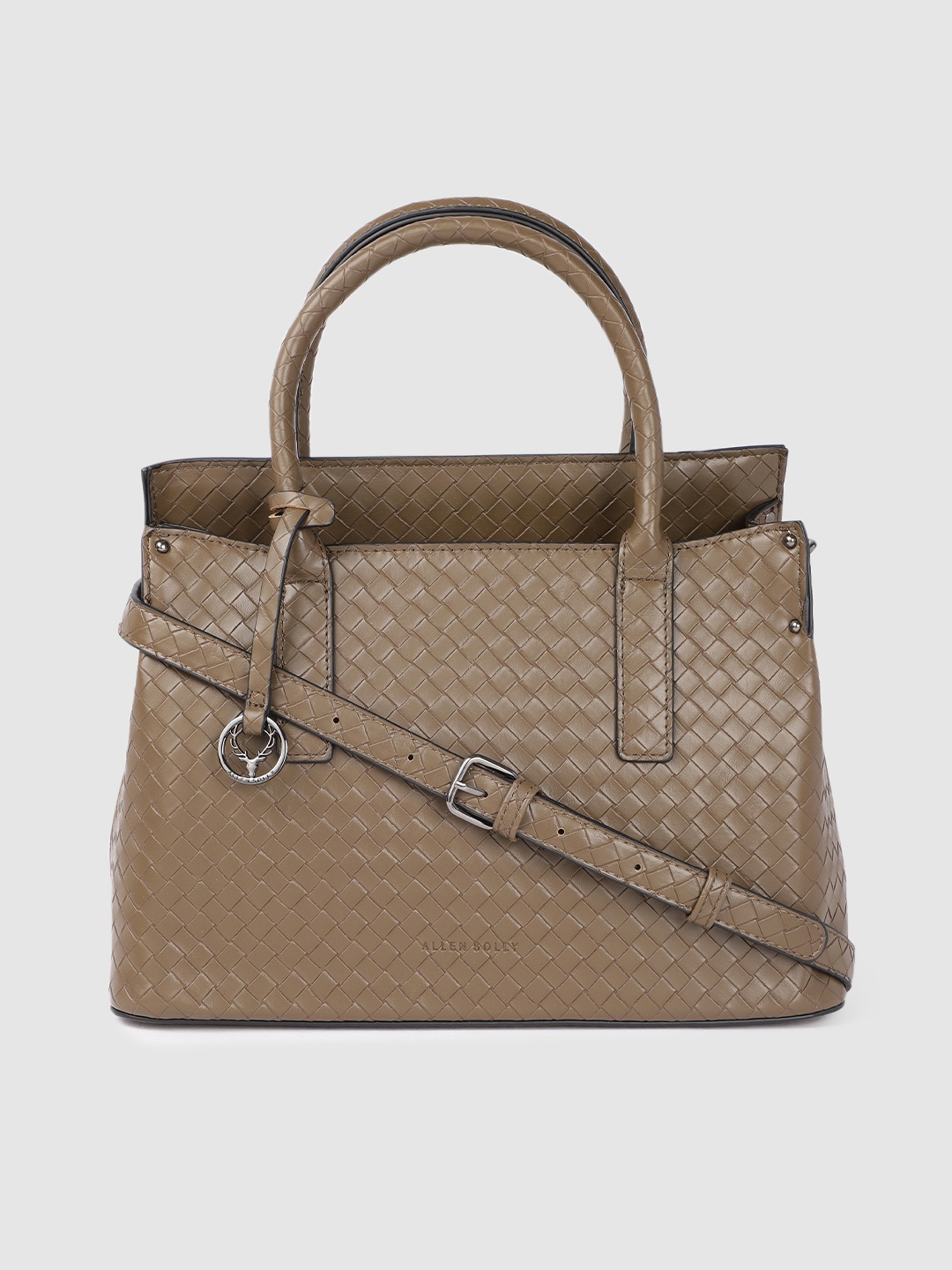 

Allen Solly Taupe Brown Textured PU Structured Handheld Bag with Tasselled Detail