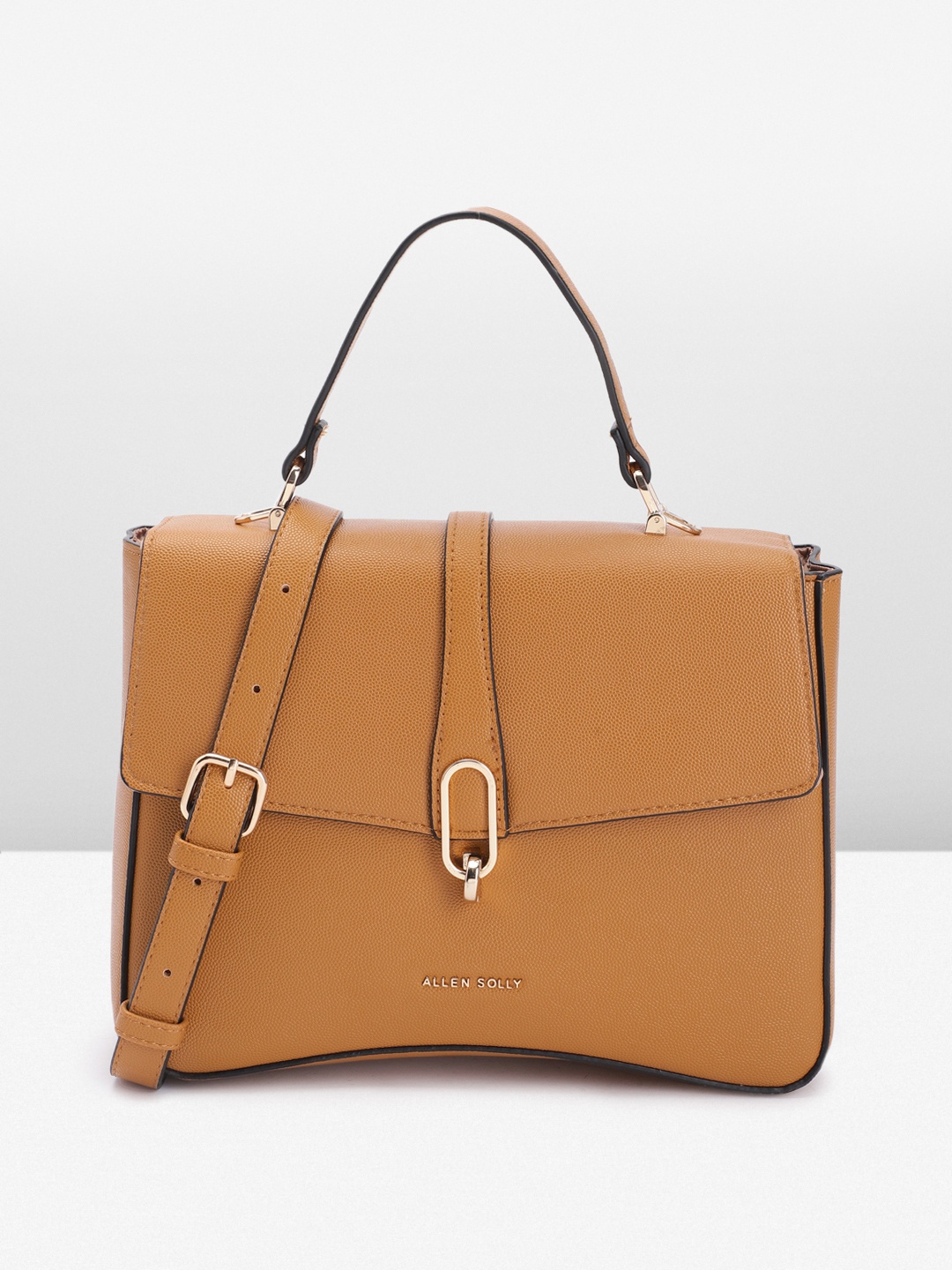 

Allen Solly Solid Satchel, Mustard