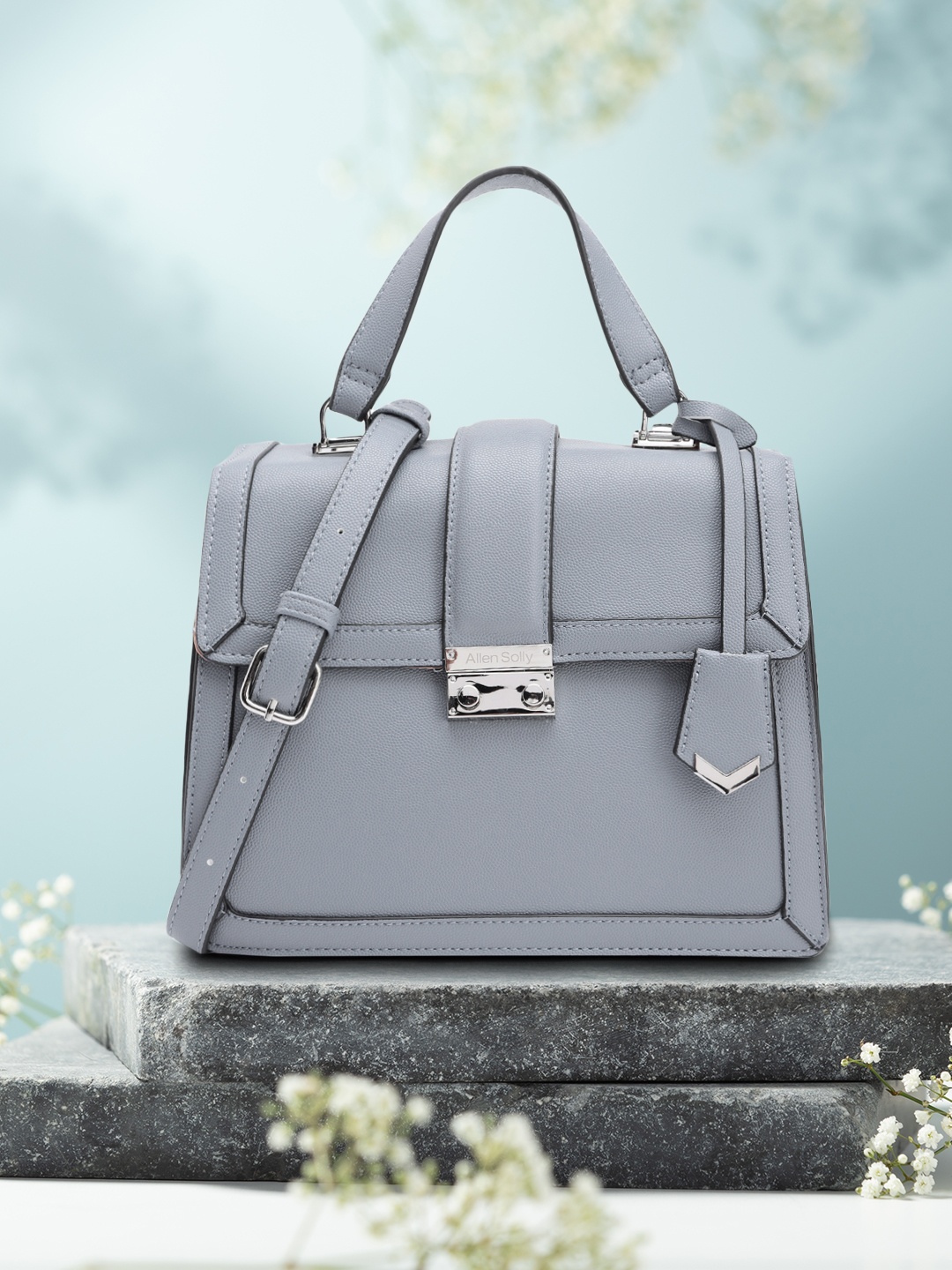 

Allen Solly Abstract Textured Satchel, Grey