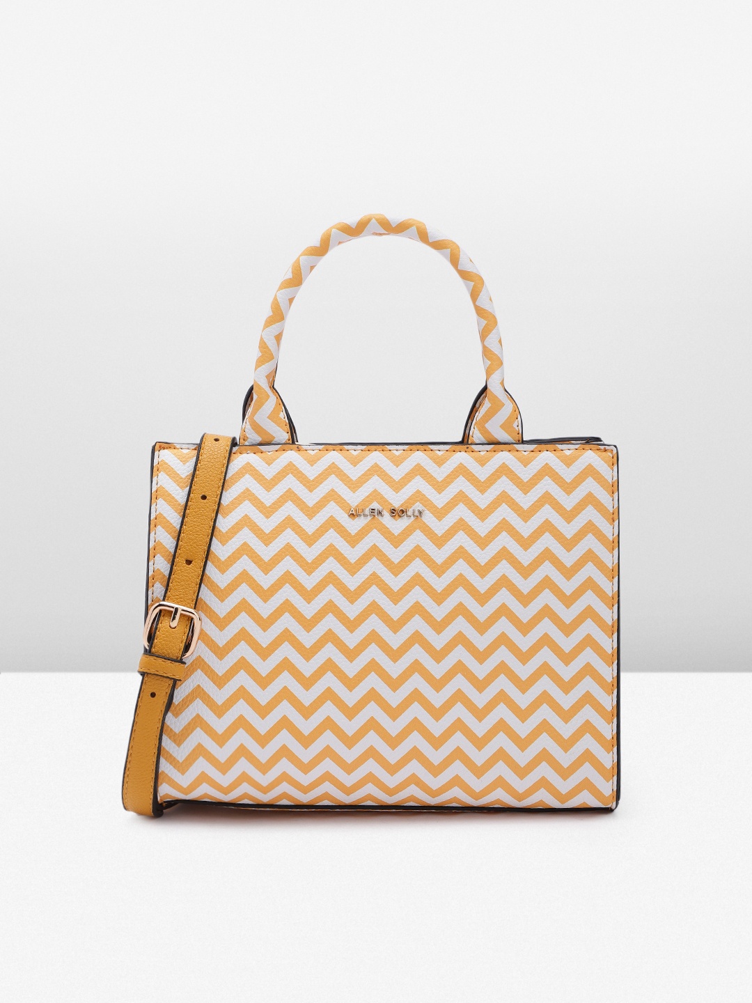 

Allen Solly Chevron Print PU Structured Handheld Bag, Yellow