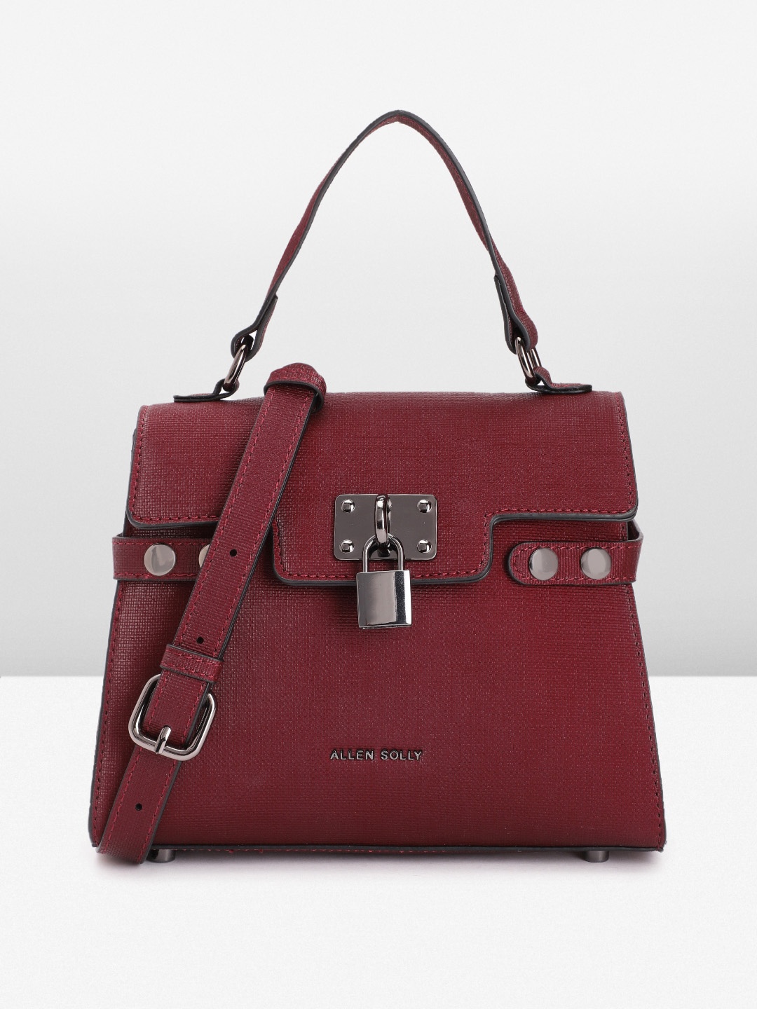 

Allen Solly Structured Satchel with Charm, Burgundy