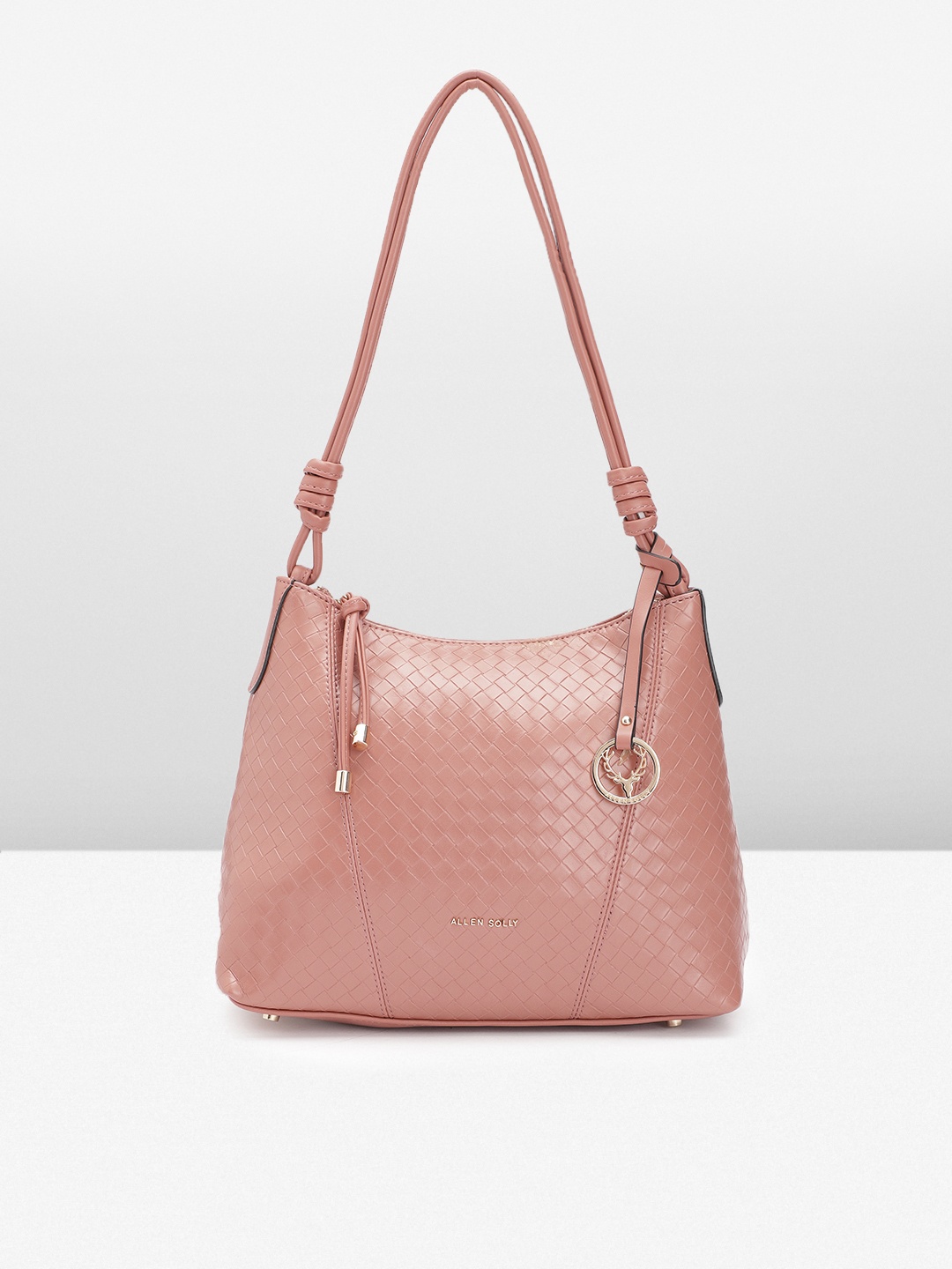 

Allen Solly Geometric Textured PU Structured Shoulder Bag with Tasselled Detail, Pink