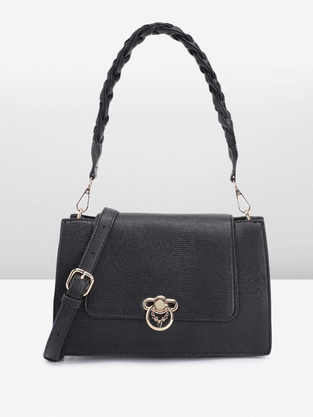 

Allen Solly Textured Satchel, Black