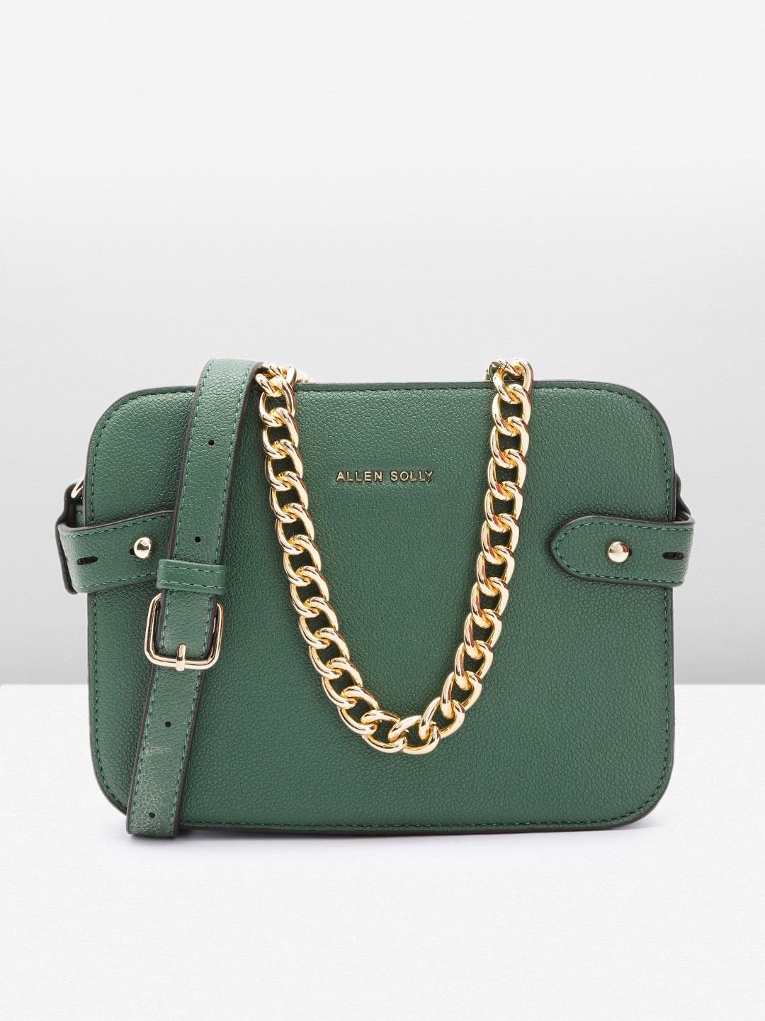 

Allen Solly Solid PU Structured Shoulder Bag with Strap Detail, Green