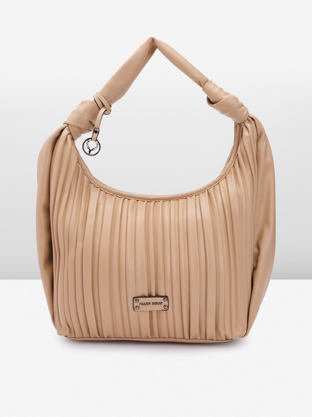 

Allen Solly Self Design Structured Hobo Bag, Beige