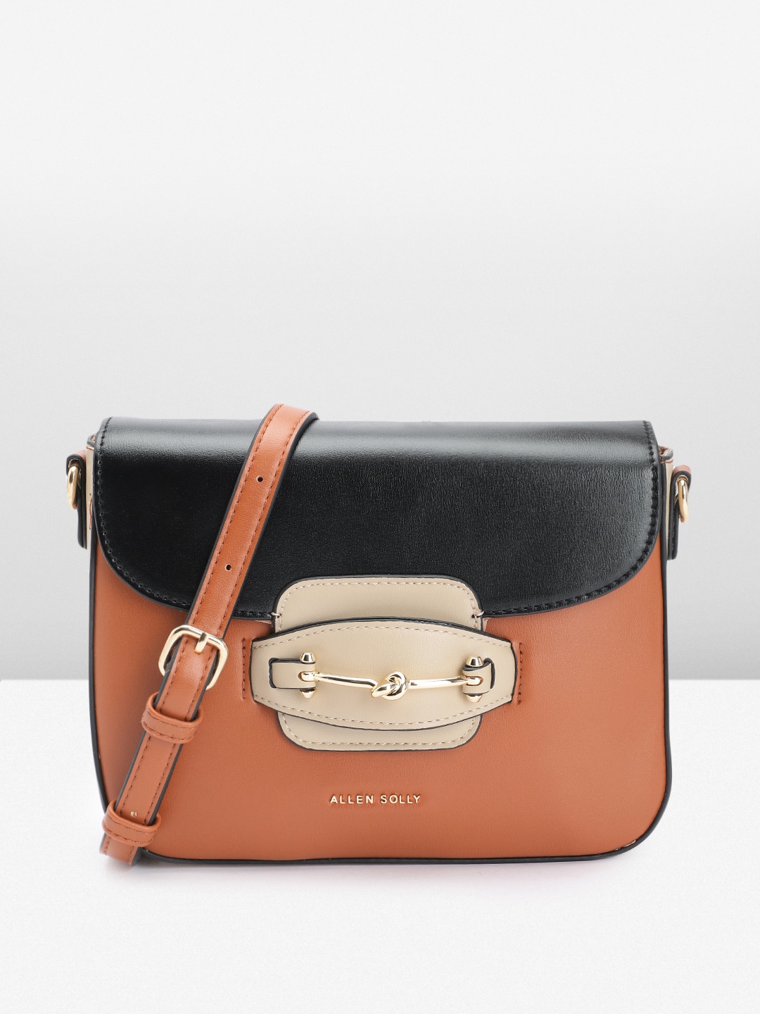 

Allen Solly Colourblocked Sling Bag, Tan