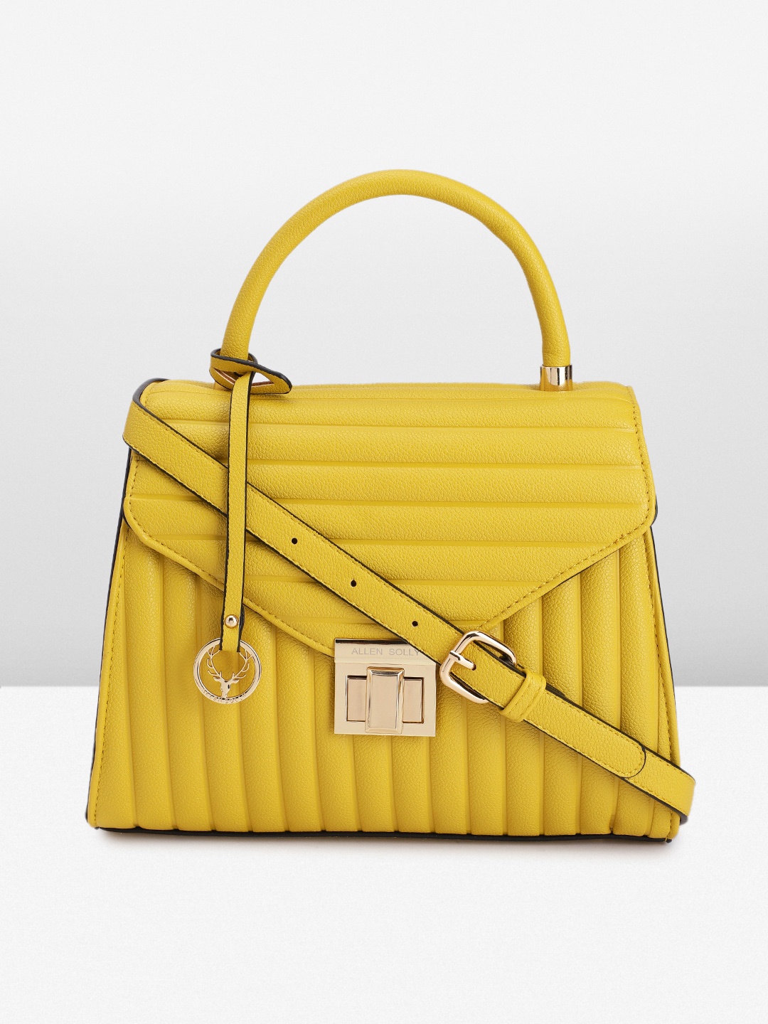 

Allen Solly Textured Satchel, Mustard