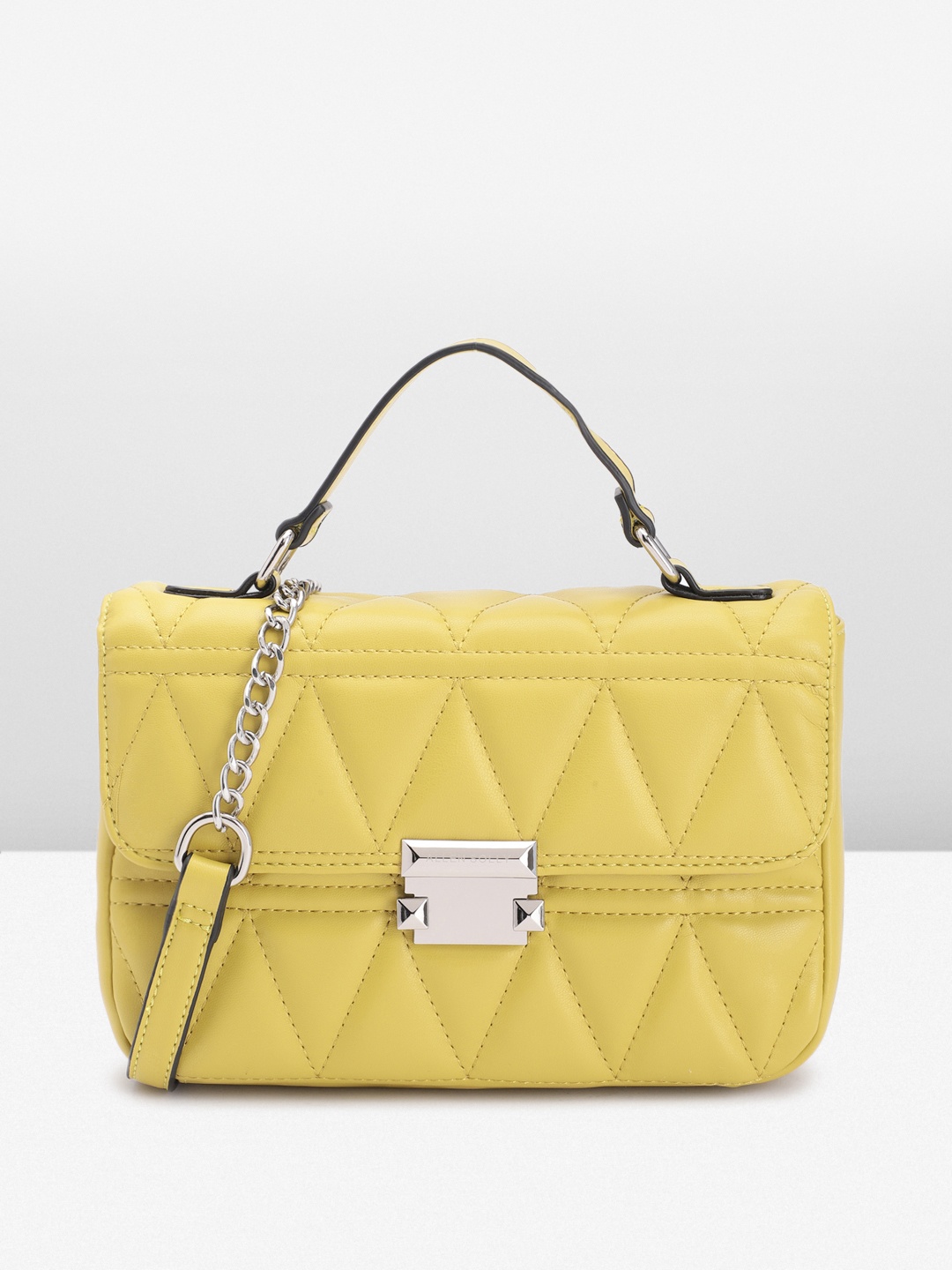 

Allen Solly Structured Quilted Satchel, Yellow