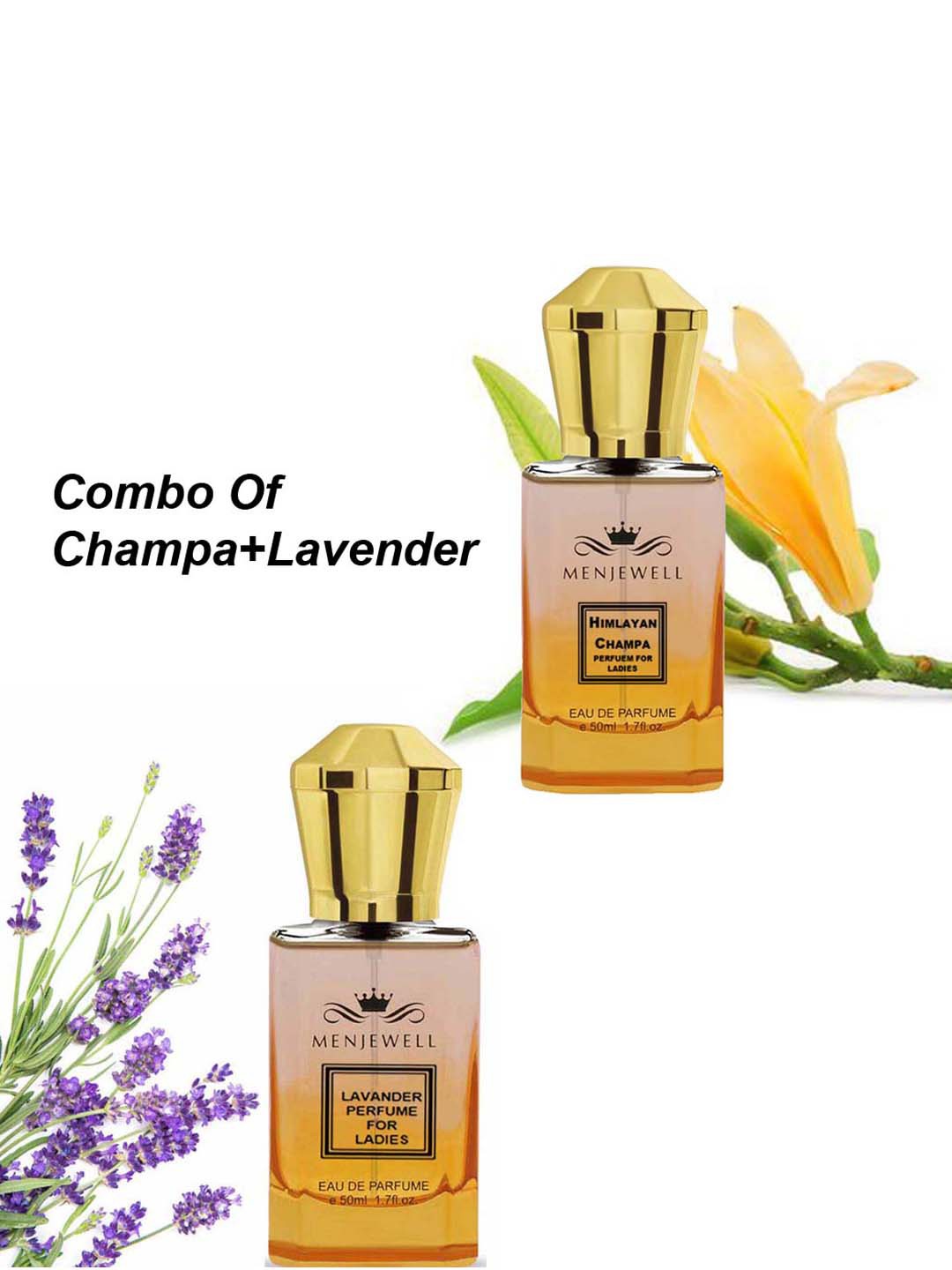 

Menjewell Women Set Of 2 Himalaya Champa & Lavender Perfume 100 ml Each, Yellow