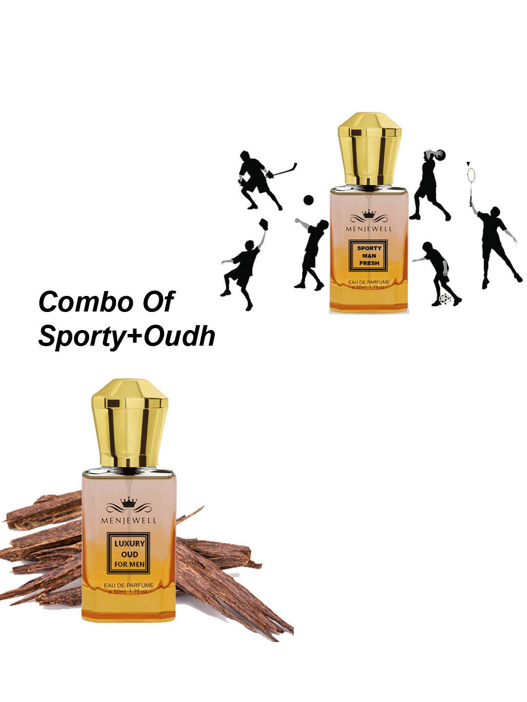 

Menjewell Men Set Of 2 porty Man & Luxury Oud Perfume, Yellow