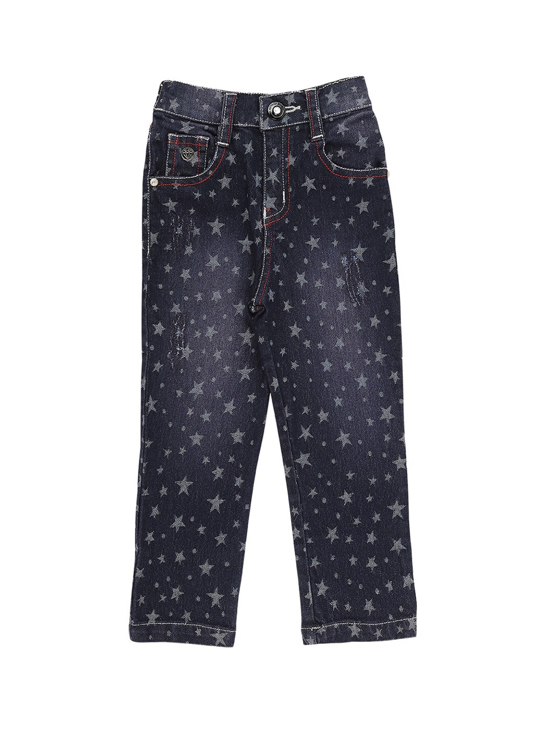 

Actuel Girls Blue & Grey Star printed Light Fade Denim Jeans