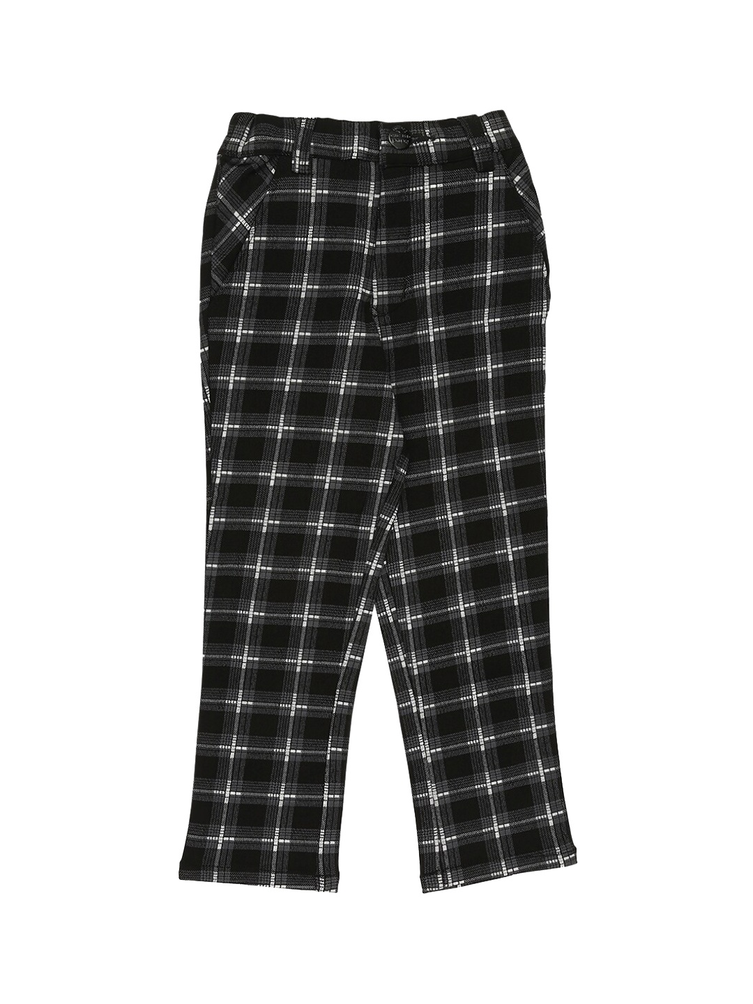 

Actuel Boys Black & White Checked Pure Cotton Party Wear Trouser