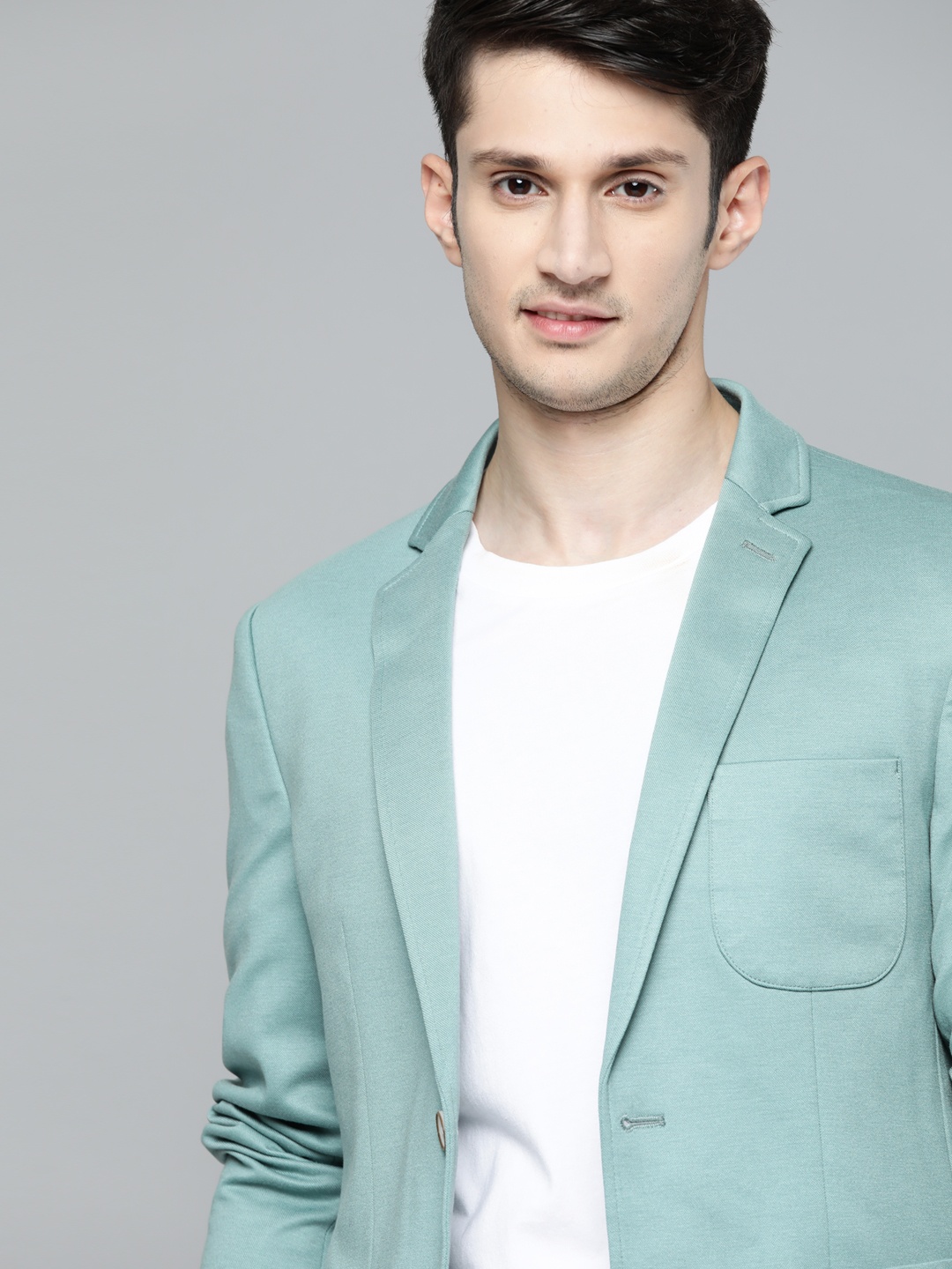 

Mast & Harbour Men Textured Single-Breasted Casual Blazer, Green