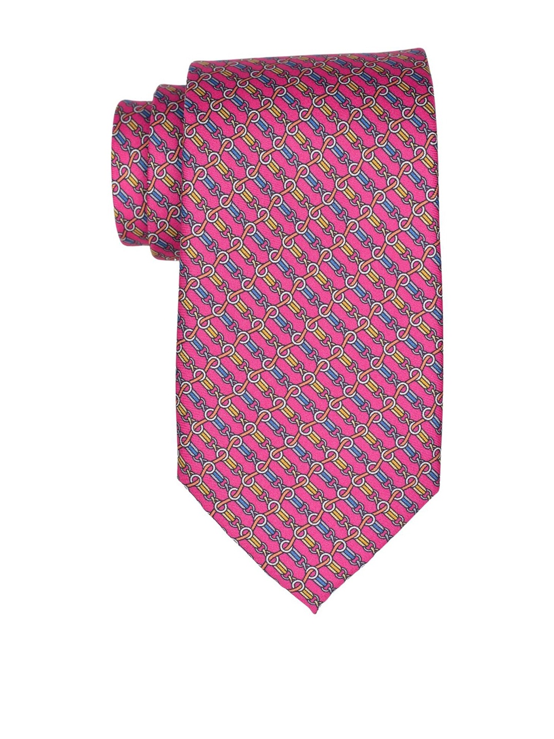 

The Tie Hub Men Chain Italian Silk Necktie, Pink