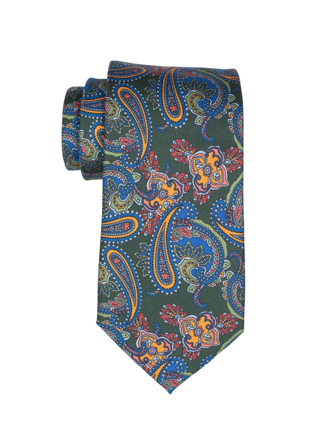 

The Tie Hub Men Paisley Italian Silk Necktie, Green