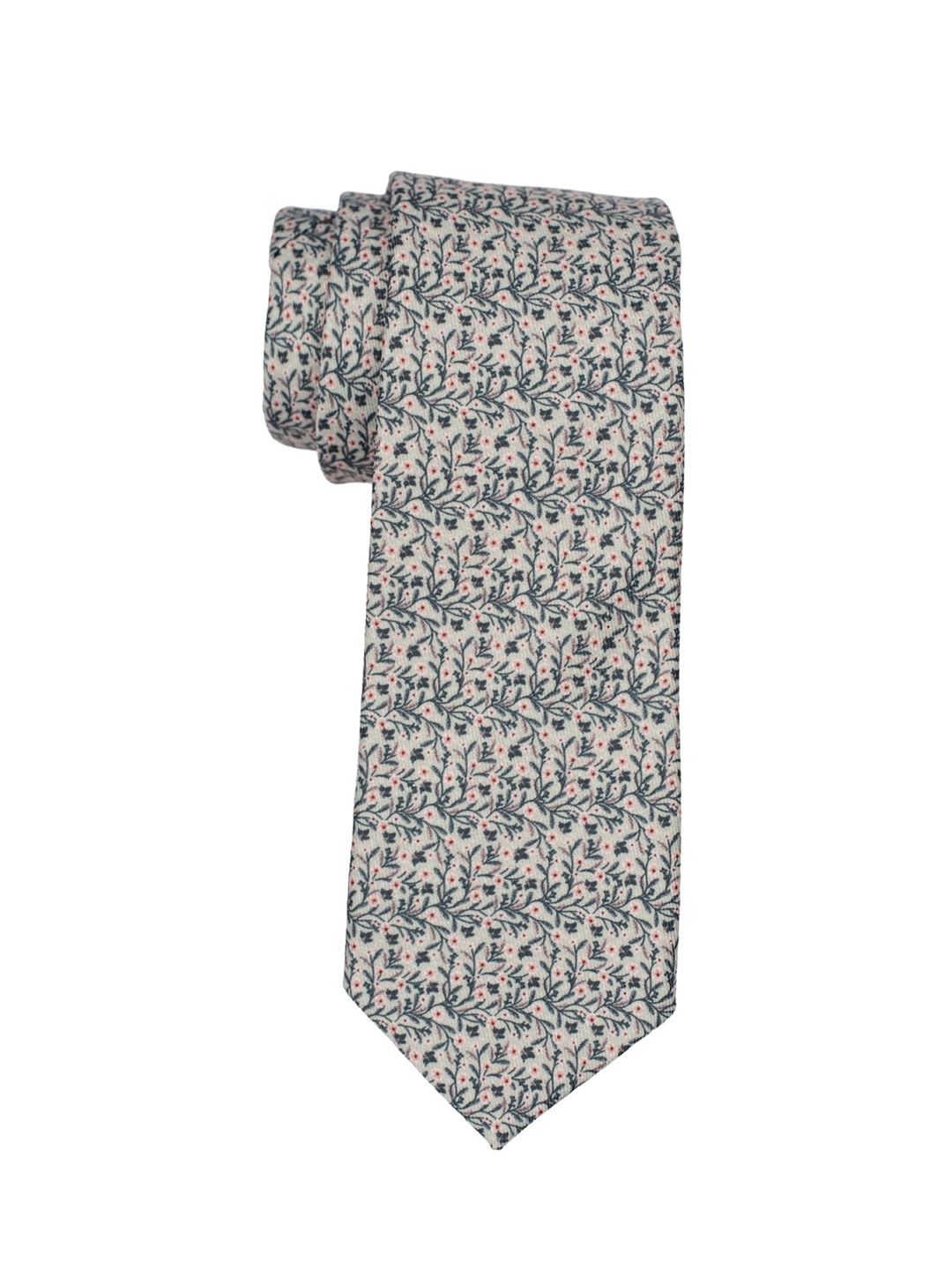 

The Tie Hub Men Beige & Green Printed Broad Tie