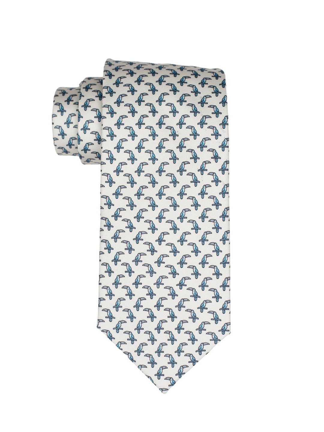 

The Tie Hub Men Italian Como Silk Necktie, White