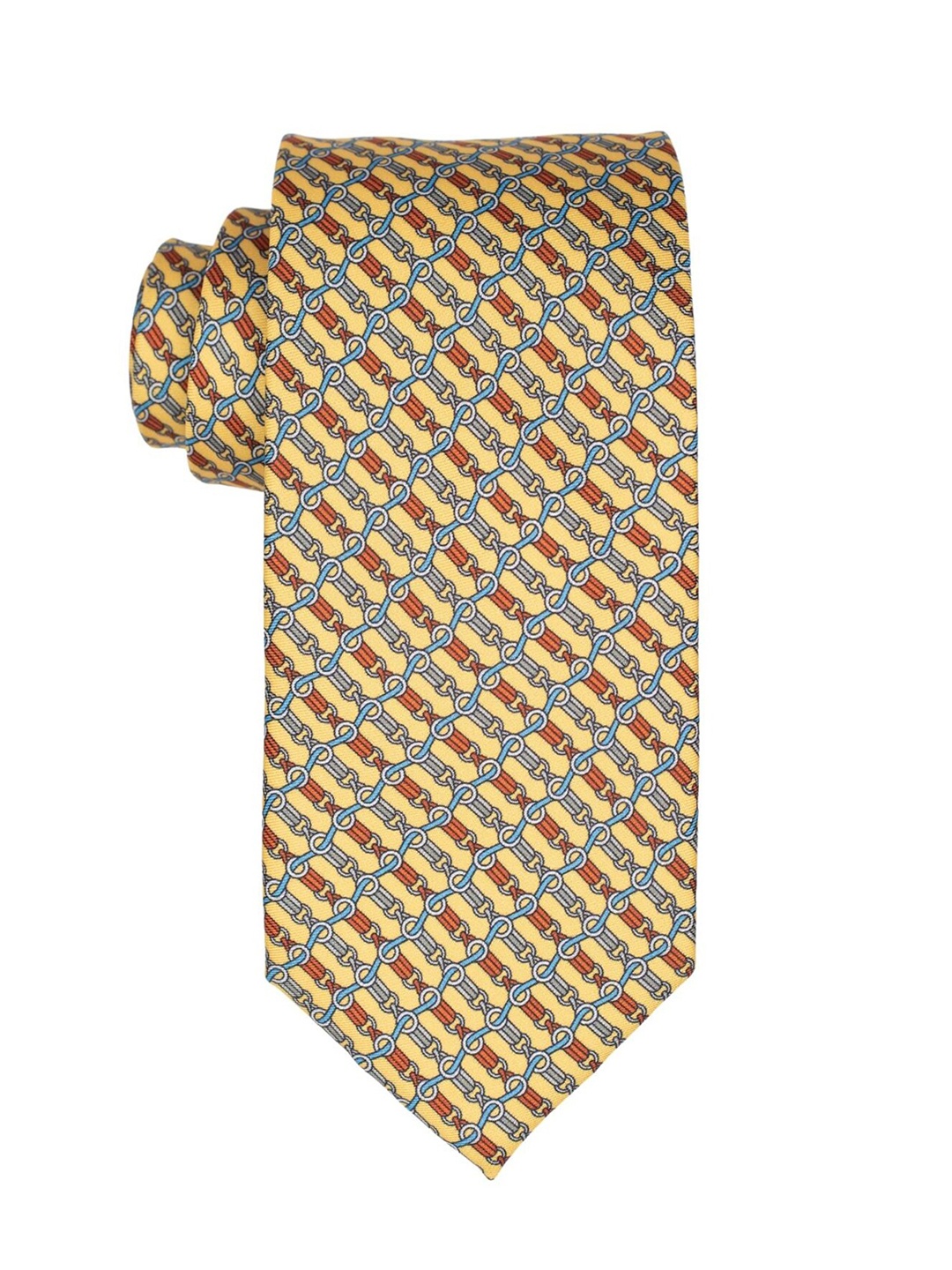 

The Tie Hub Men Yellow & Orange Printed Italian Broad Tie