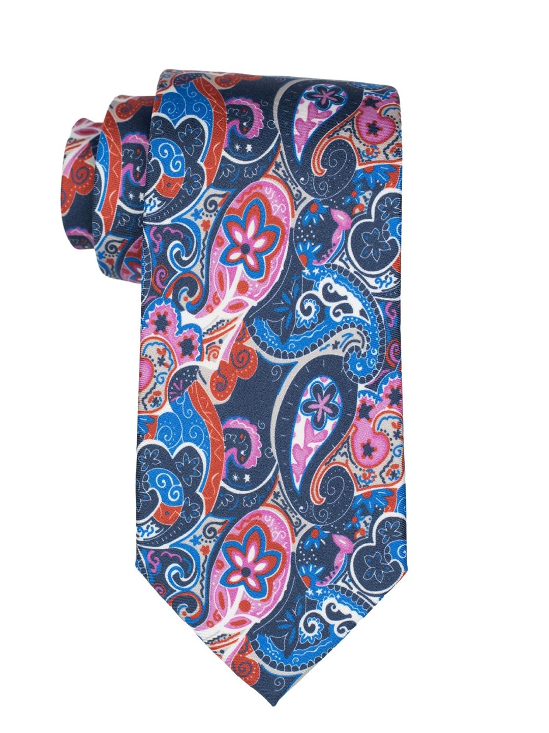 

The Tie Hub Men Italian Como Silk Blue & Pink Paisley Necktie