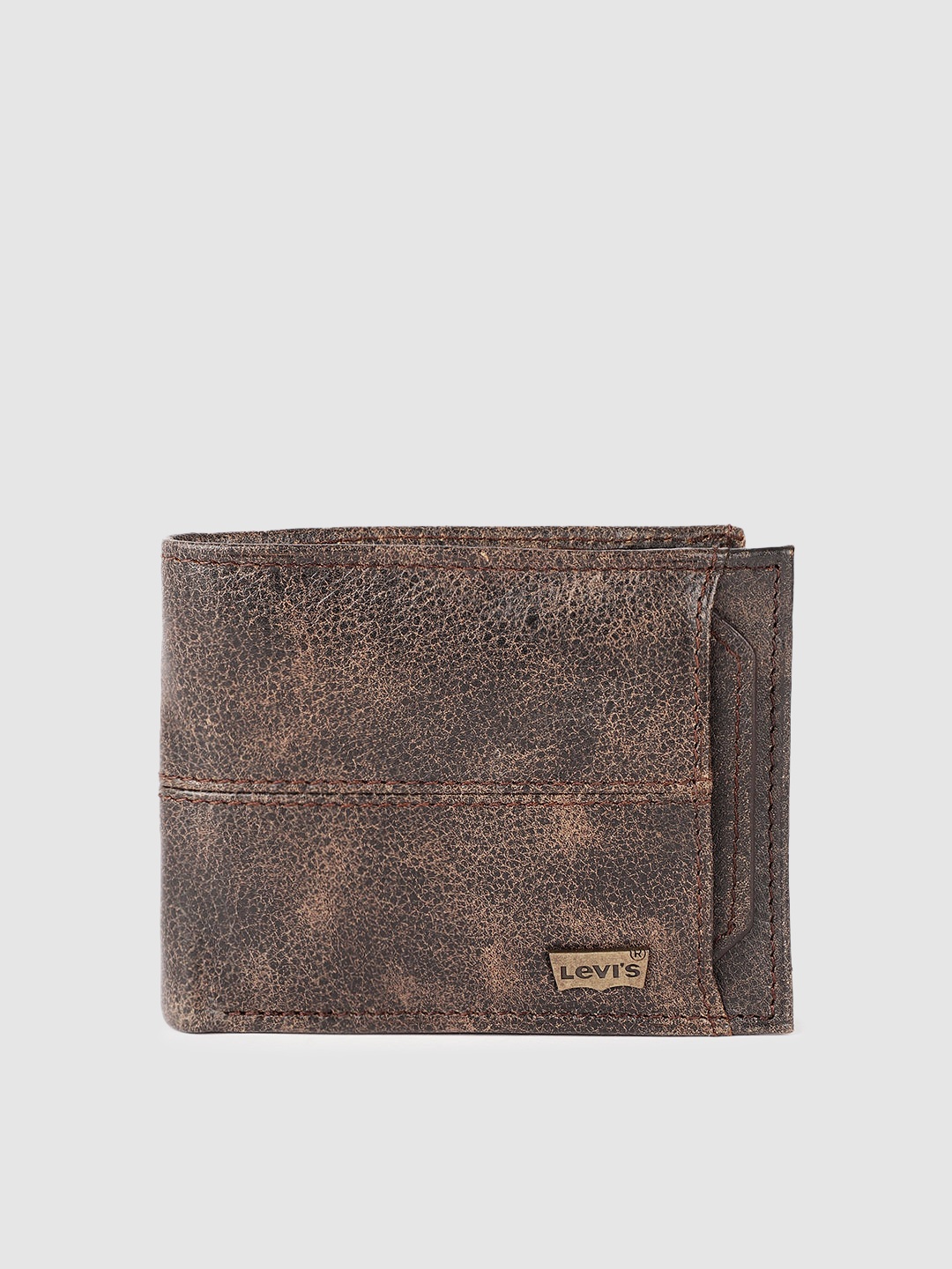 

Levis Men Brown Textured Leather Two Fold Wallet