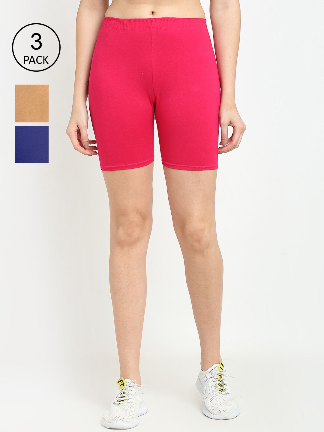 

GRACIT Women Pack of 3 Cycling Sports Shorts, Blue