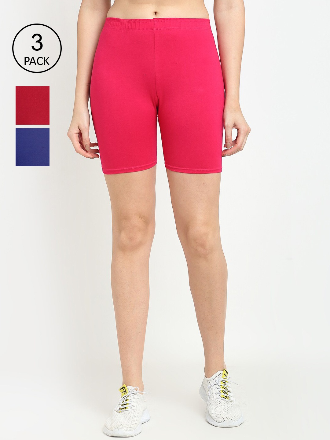 

GRACIT Women Pack of 3 Slim Fit Cycling Sports Shorts, Blue