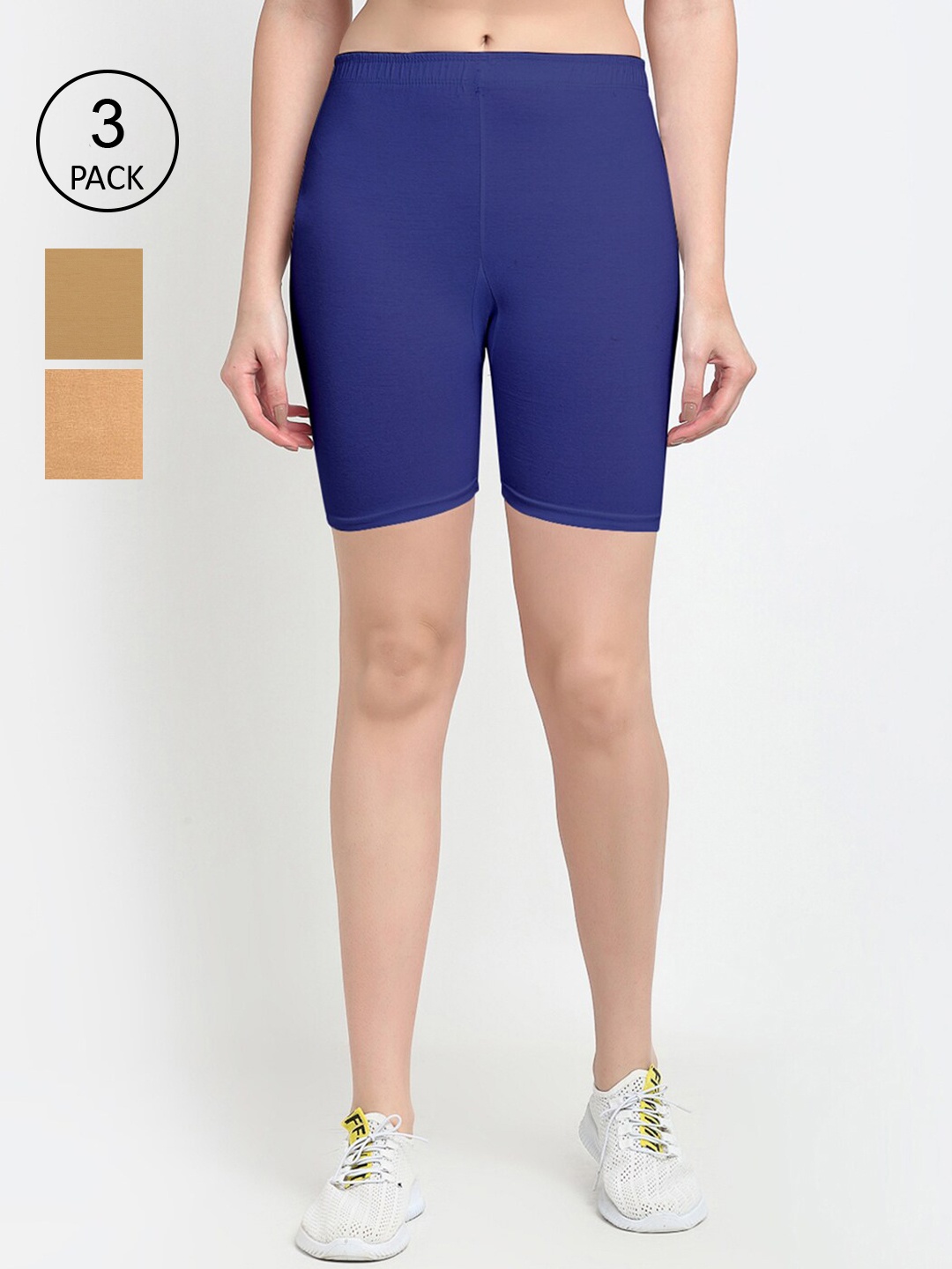 

GRACIT Women Pack Of 3 Cycling Sports Shorts, Blue