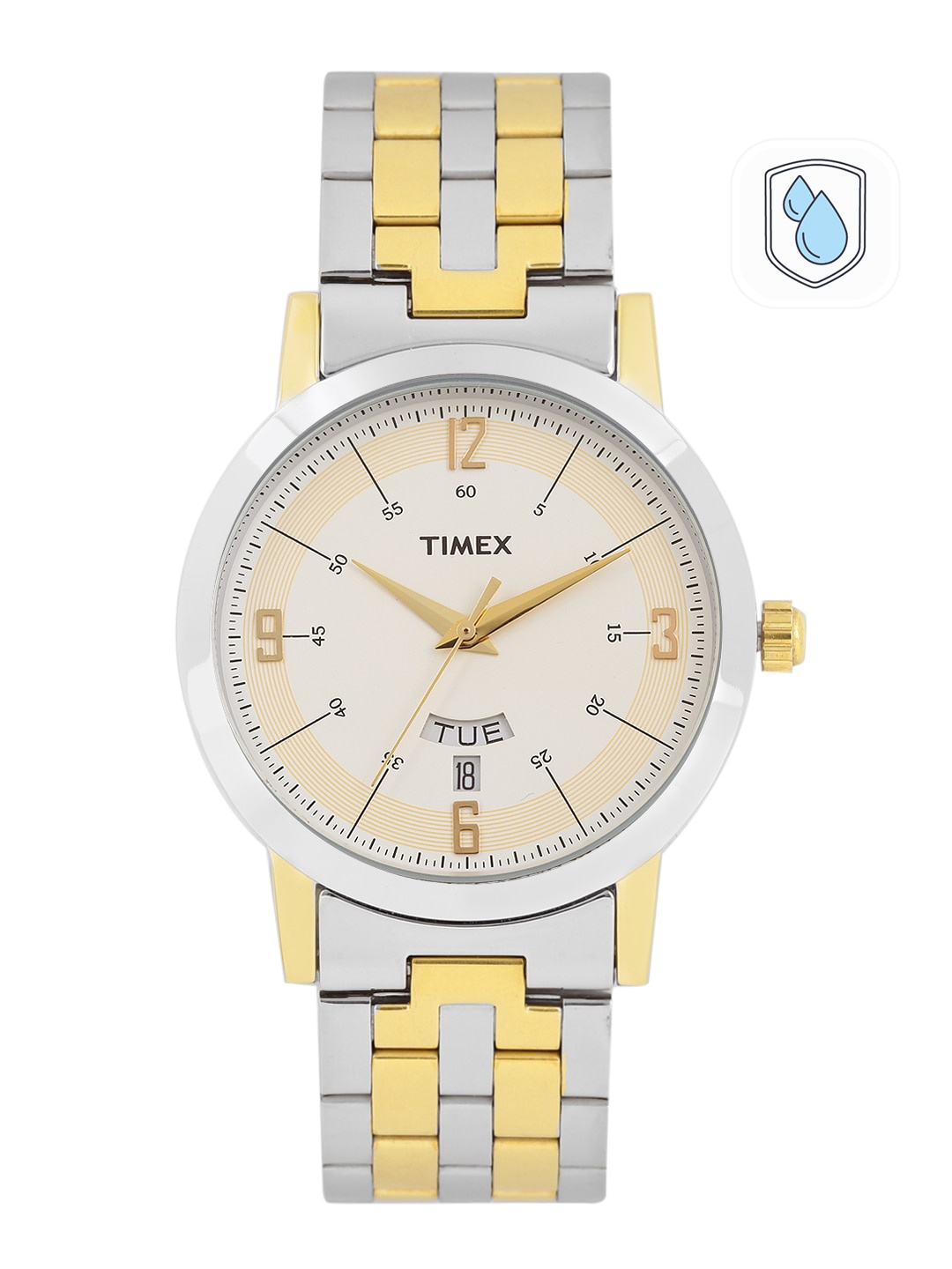 

Timex Men Silver-Toned Analogue Watch - TW000T120, Cream