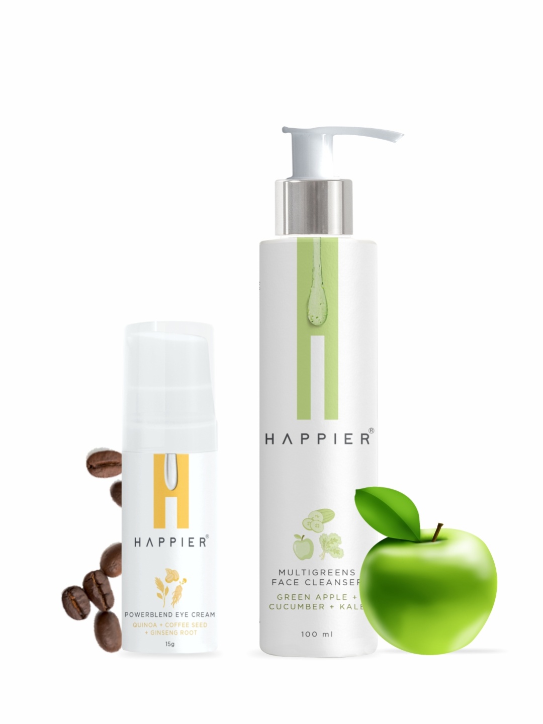

Happier Green Face cleanser + Powerblend Eye Cream Combo