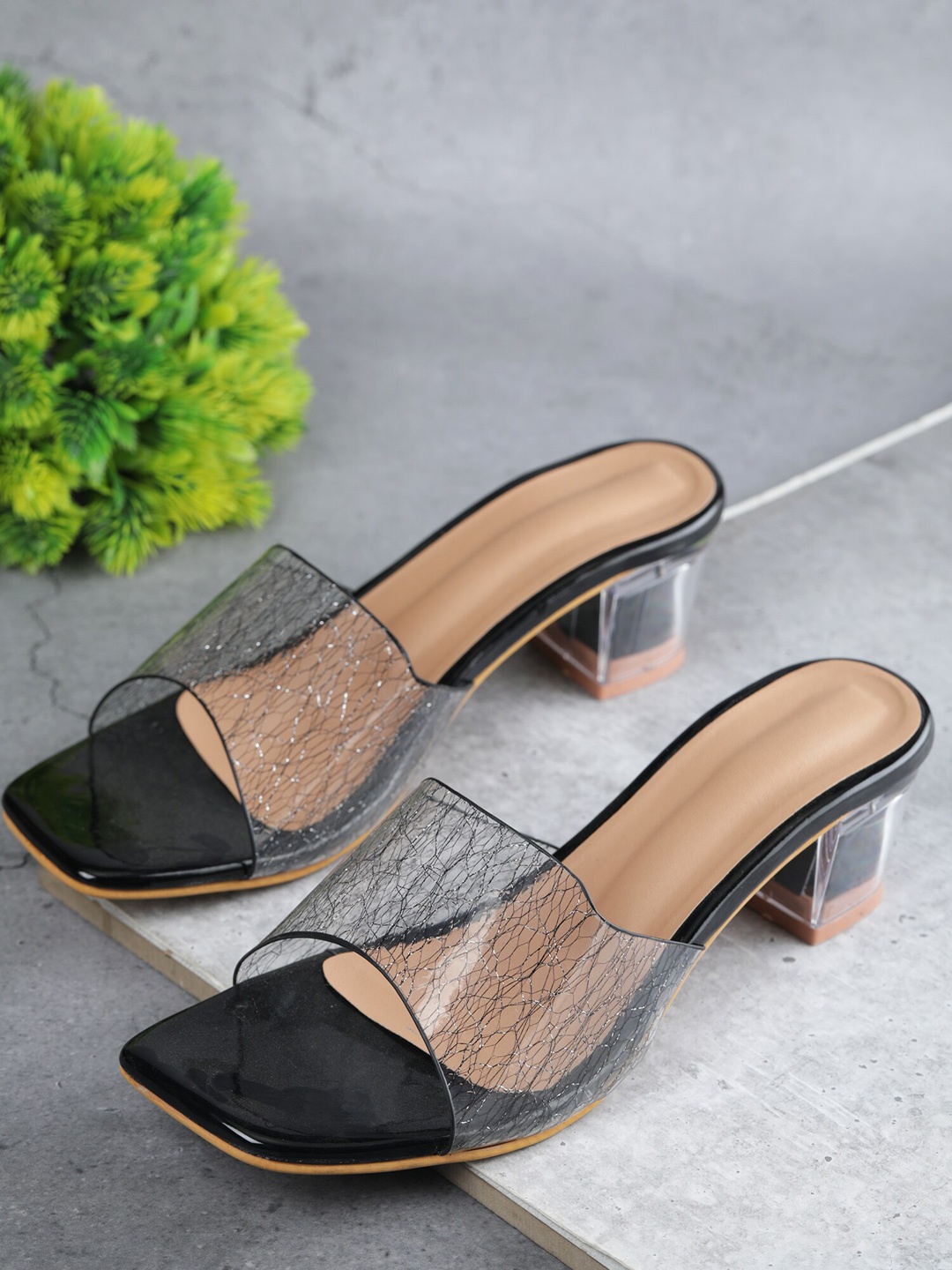 

REEZZ Women Black Party Block Sandals