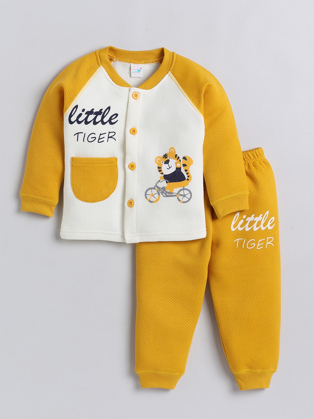 

Toonyport Unisex Kids Yellow & White Printed Top with Trousers