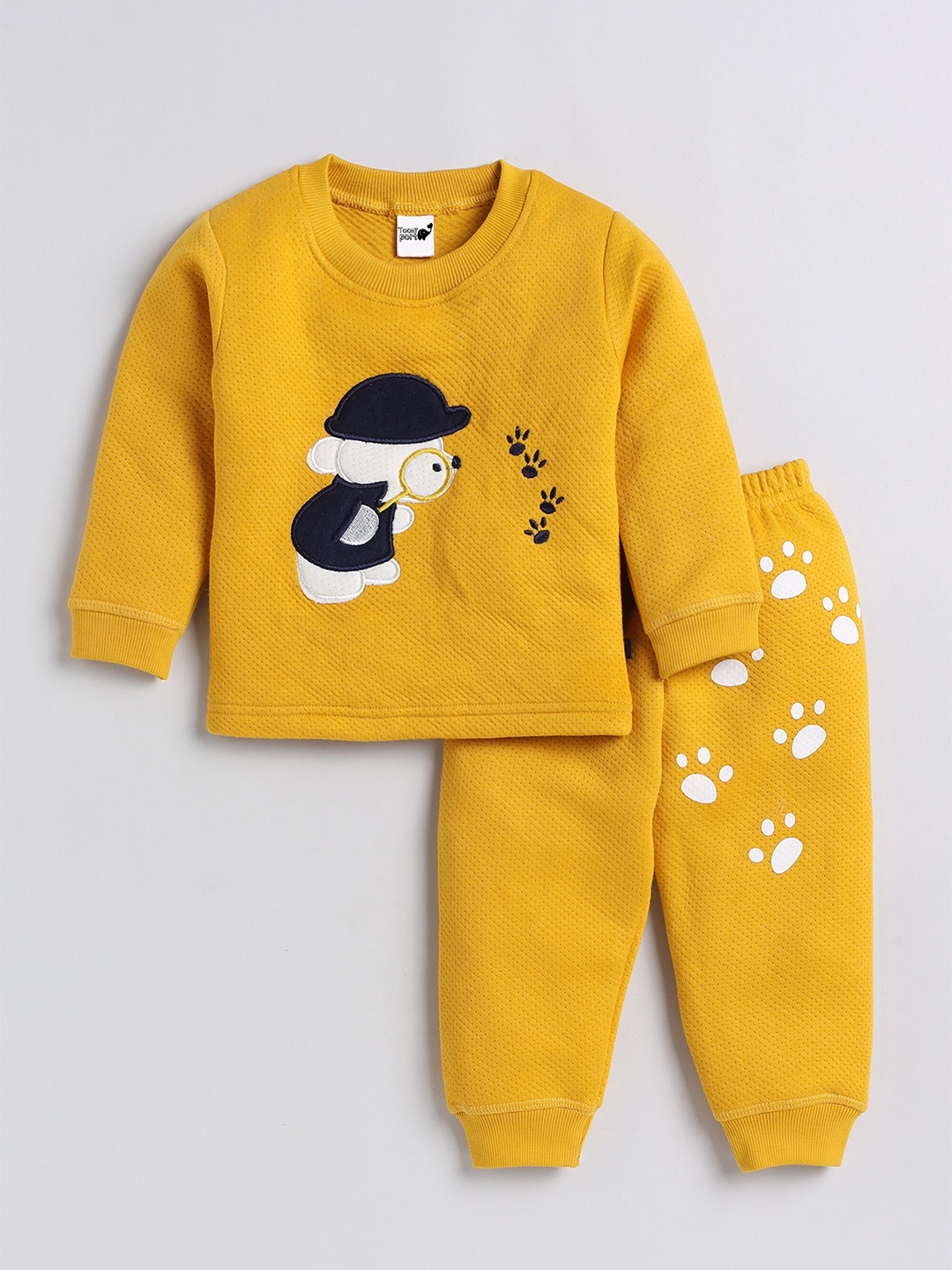 

Toonyport Unisex Kids Yellow & White Printed Top with Trousers