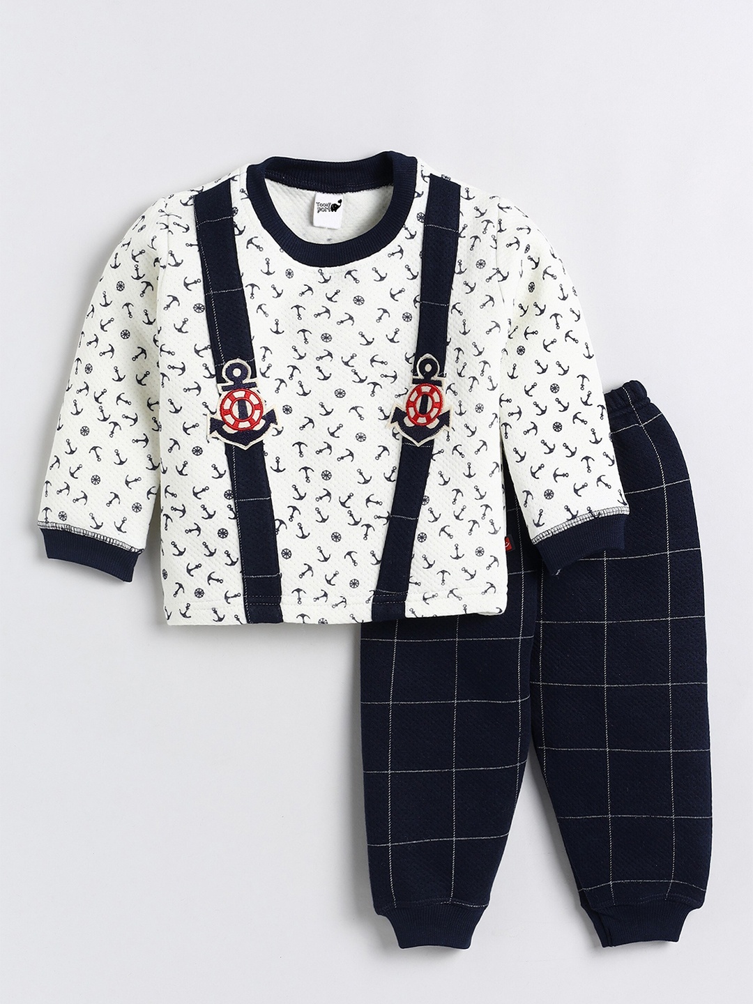 

Toonyport Kids Navy Blue & White Printed Top with Trousers