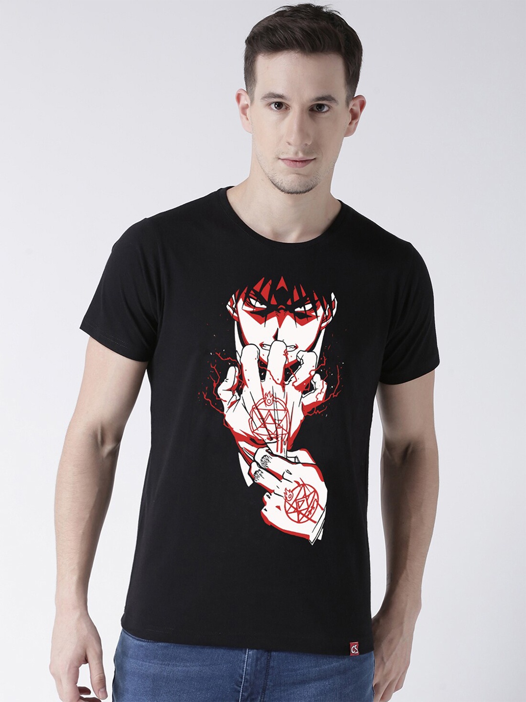 

COMICSENSE Men Black Printed Bio Finish Cotton T-shirt