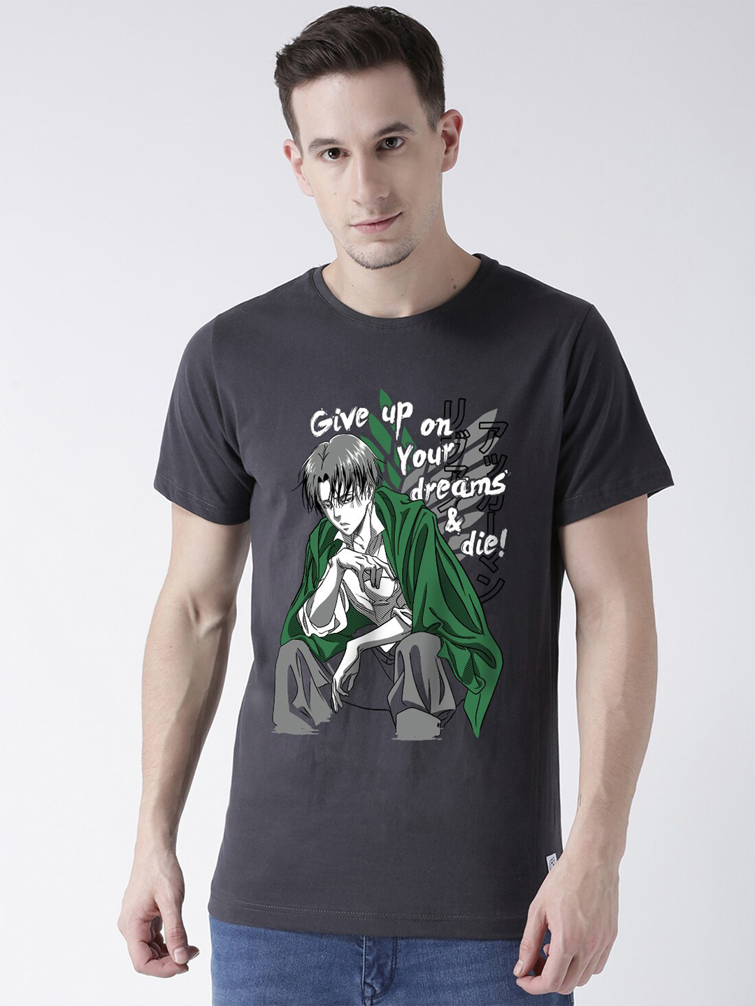 

COMICSENSE Men Grey & Green Printed Bio Finish T-shirt