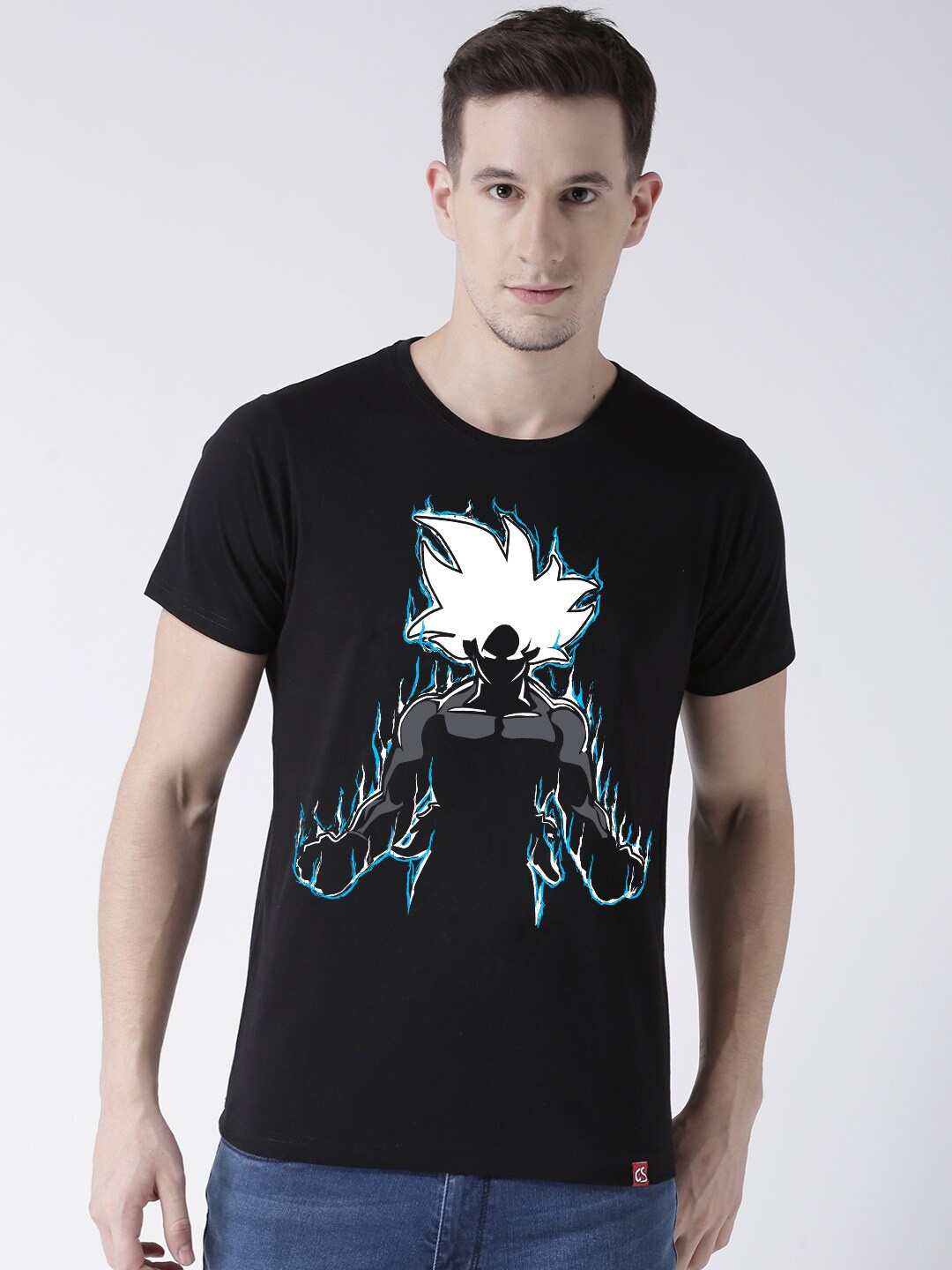 

COMICSENSE Men Black & White Dragon Ball Z Anime Printed Bio Finish Cotton T-shirt