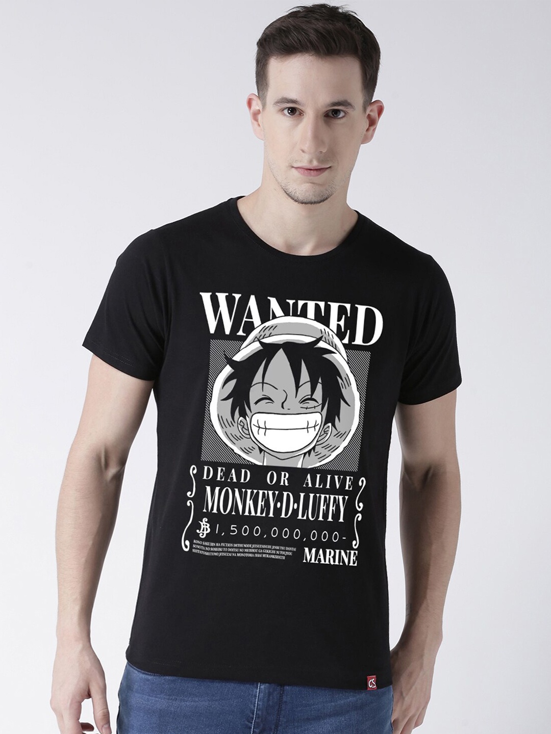 

COMICSENSE Men Black Anime Printed One Piece Bio Finish Cotton Tshirt