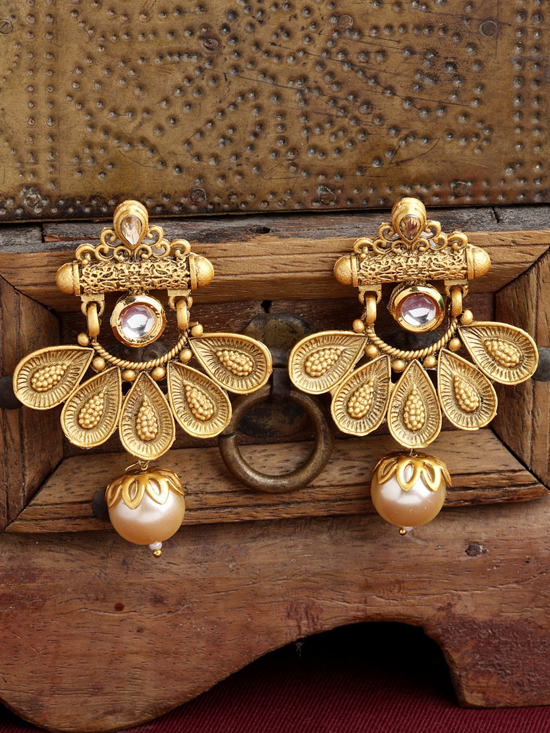 

PANASH Gold-Toned Contemporary Drop Earrings