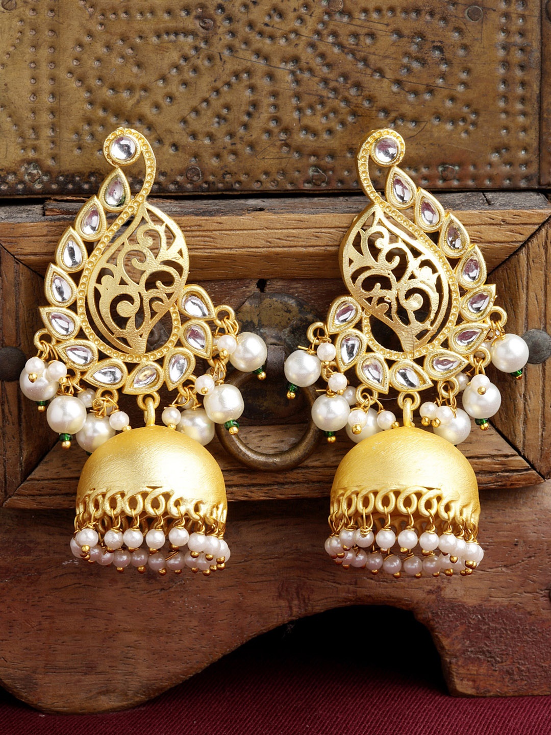 

PANASH Gold-Toned Dome Shaped Jhumkas Earrings