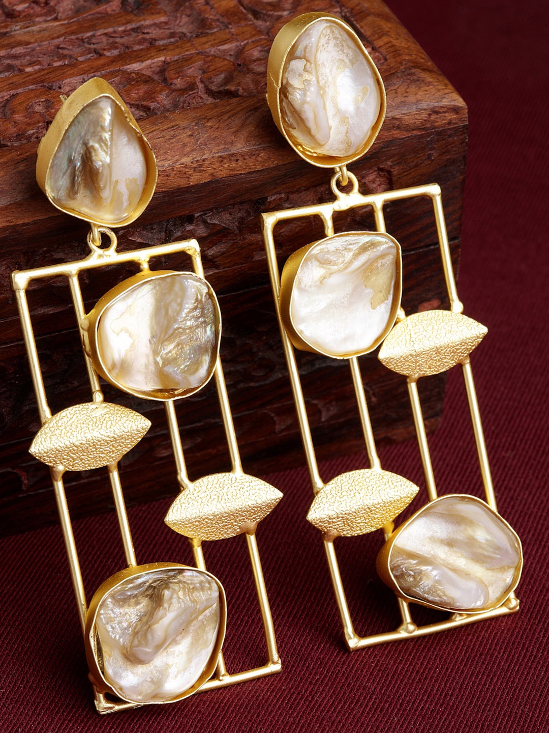 

PANASH Gold-Toned Contemporary Drop Earrings