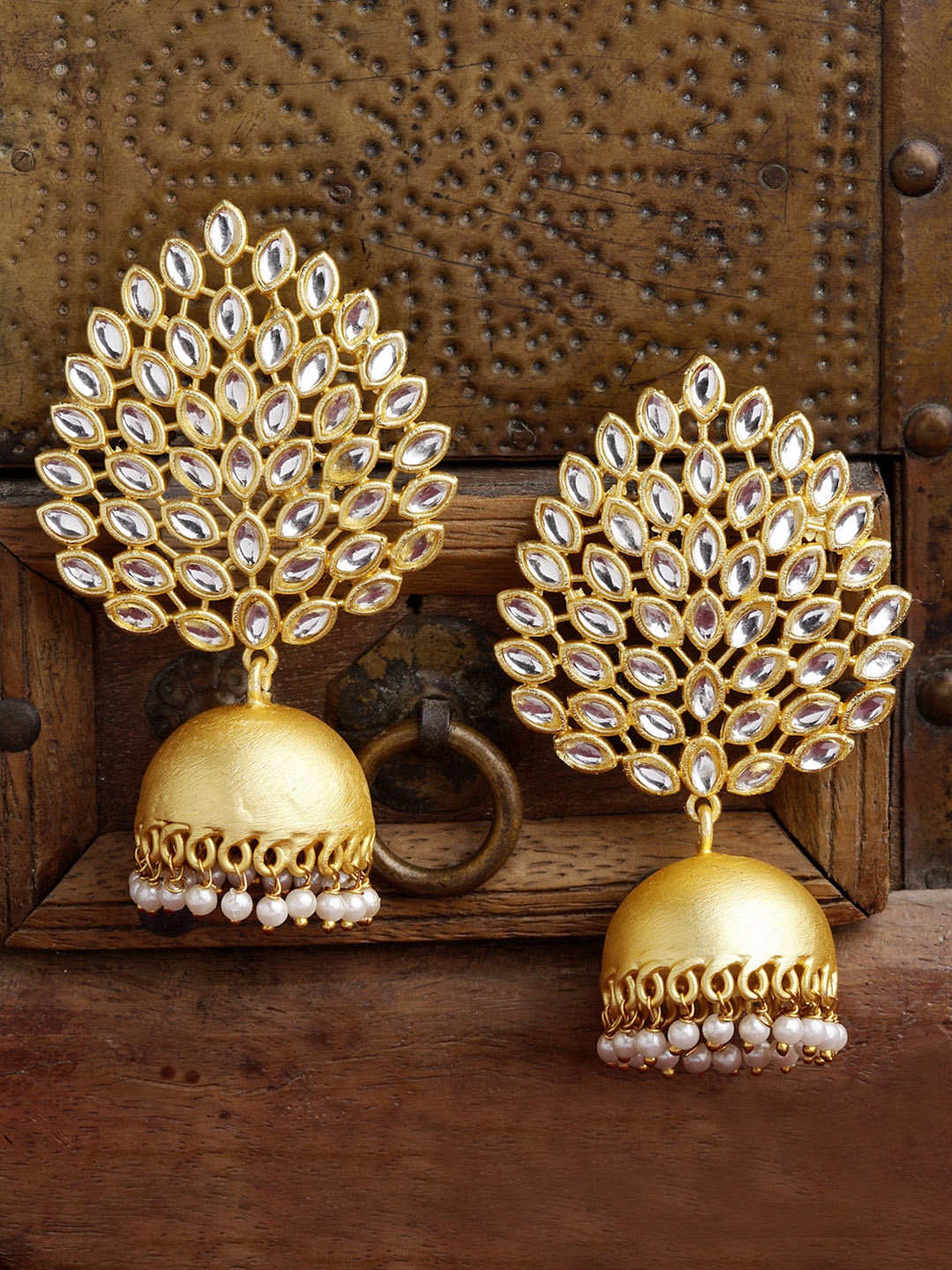 

PANASH Gold-Toned Dome Shaped Jhumkas Earrings