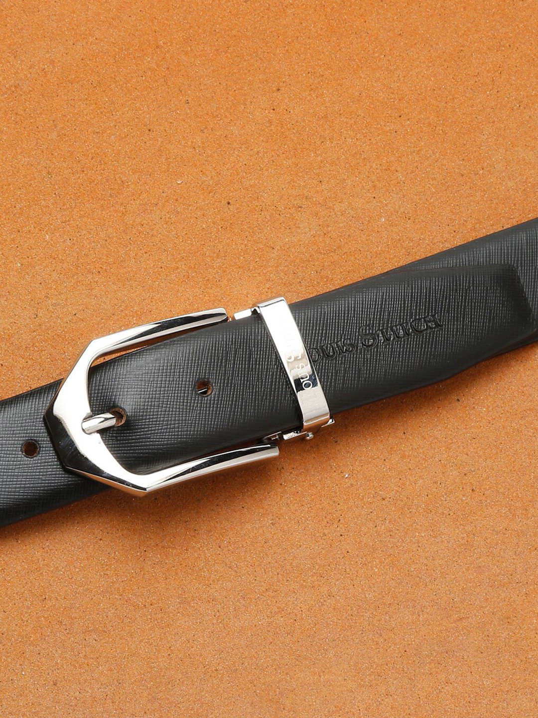 

LOUIS STITCH Men Black Leather Formal Belt