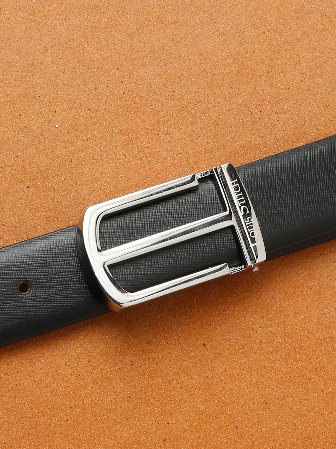 

LOUIS STITCH Men Black Leather Formal Belt