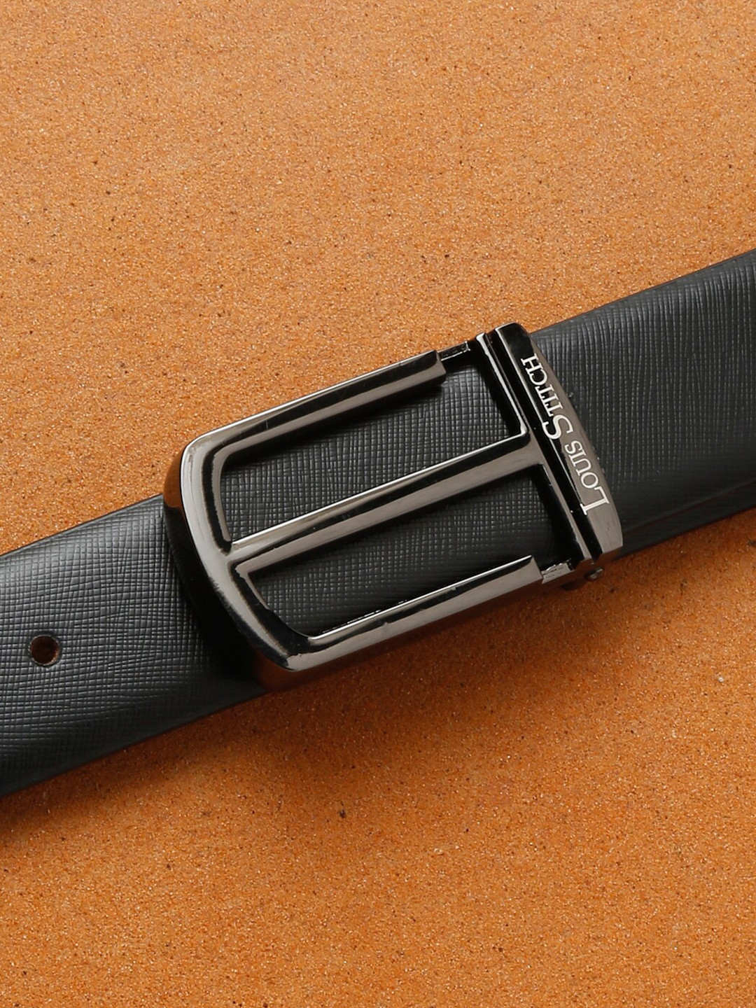 

LOUIS STITCH Men Black Leather Formal Belt