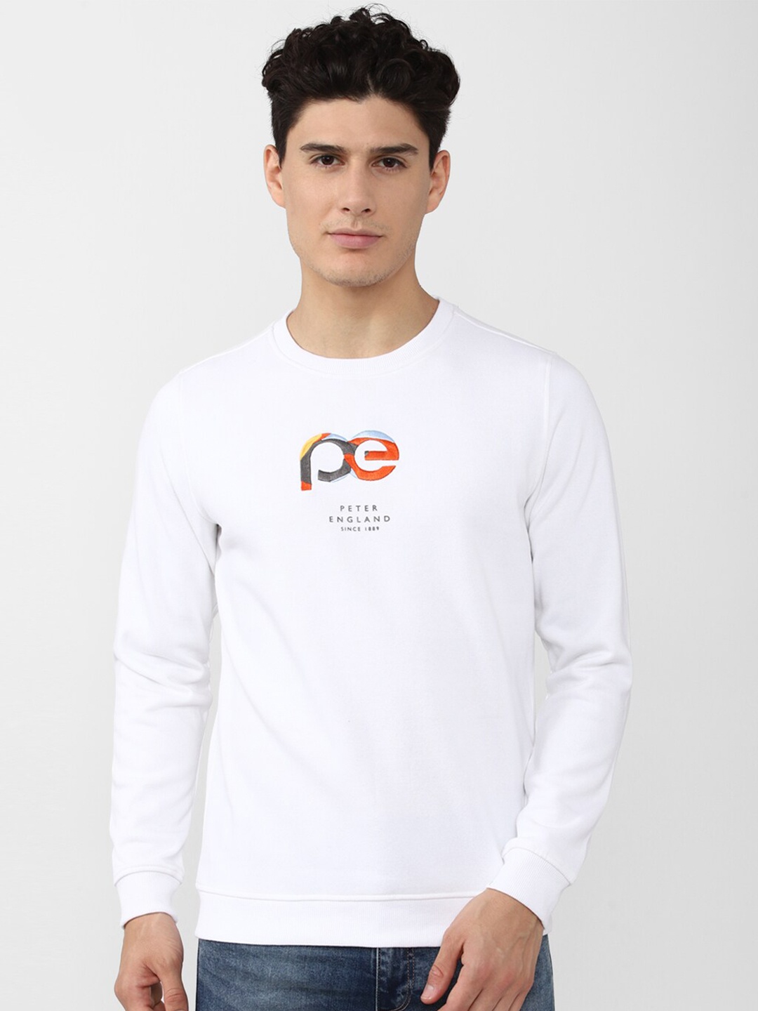 

Peter England Casuals Men White Embroidered Sweatshirt