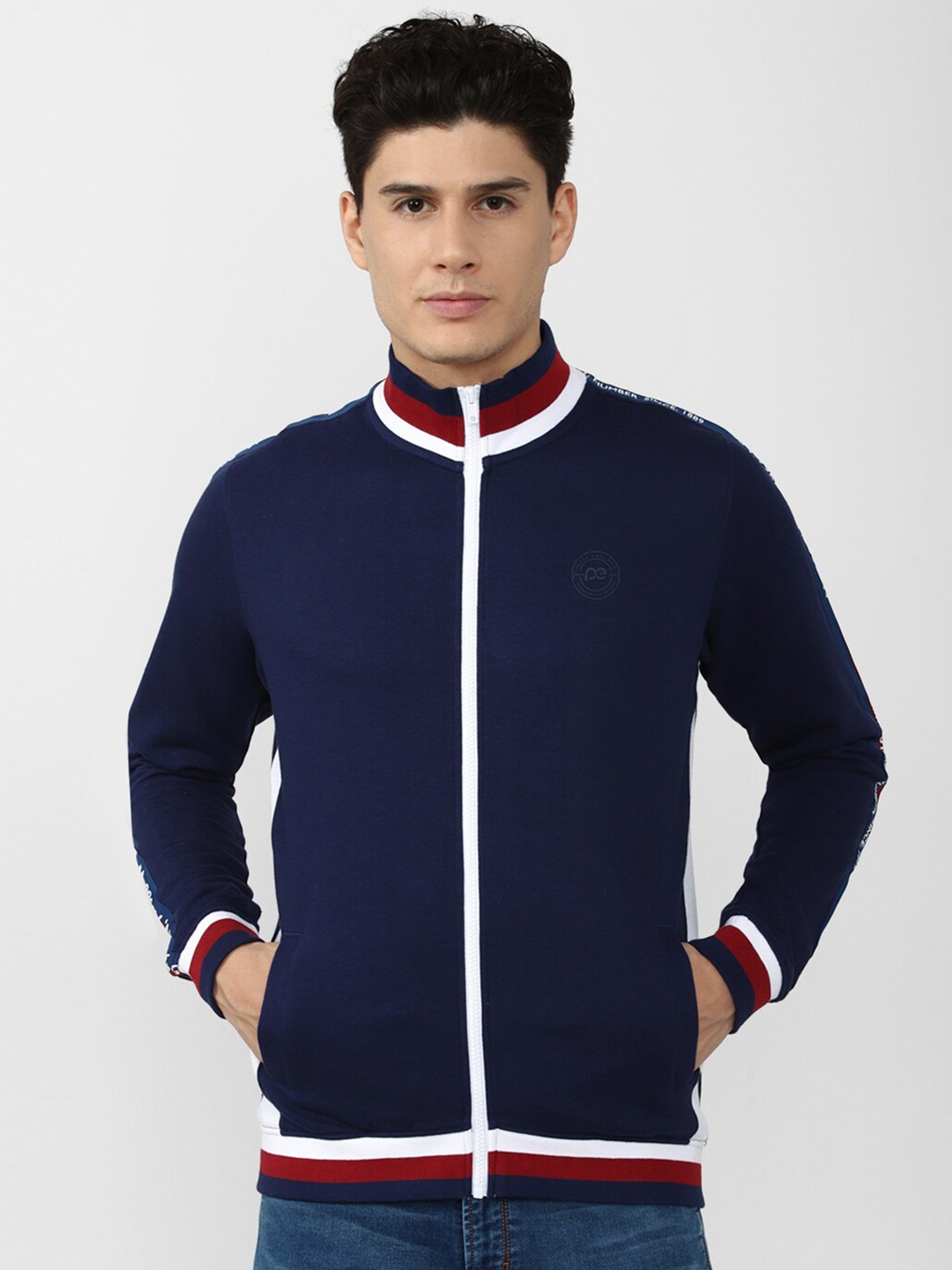 

Peter England Casuals Men Navy Blue Front Open Sweatshirt