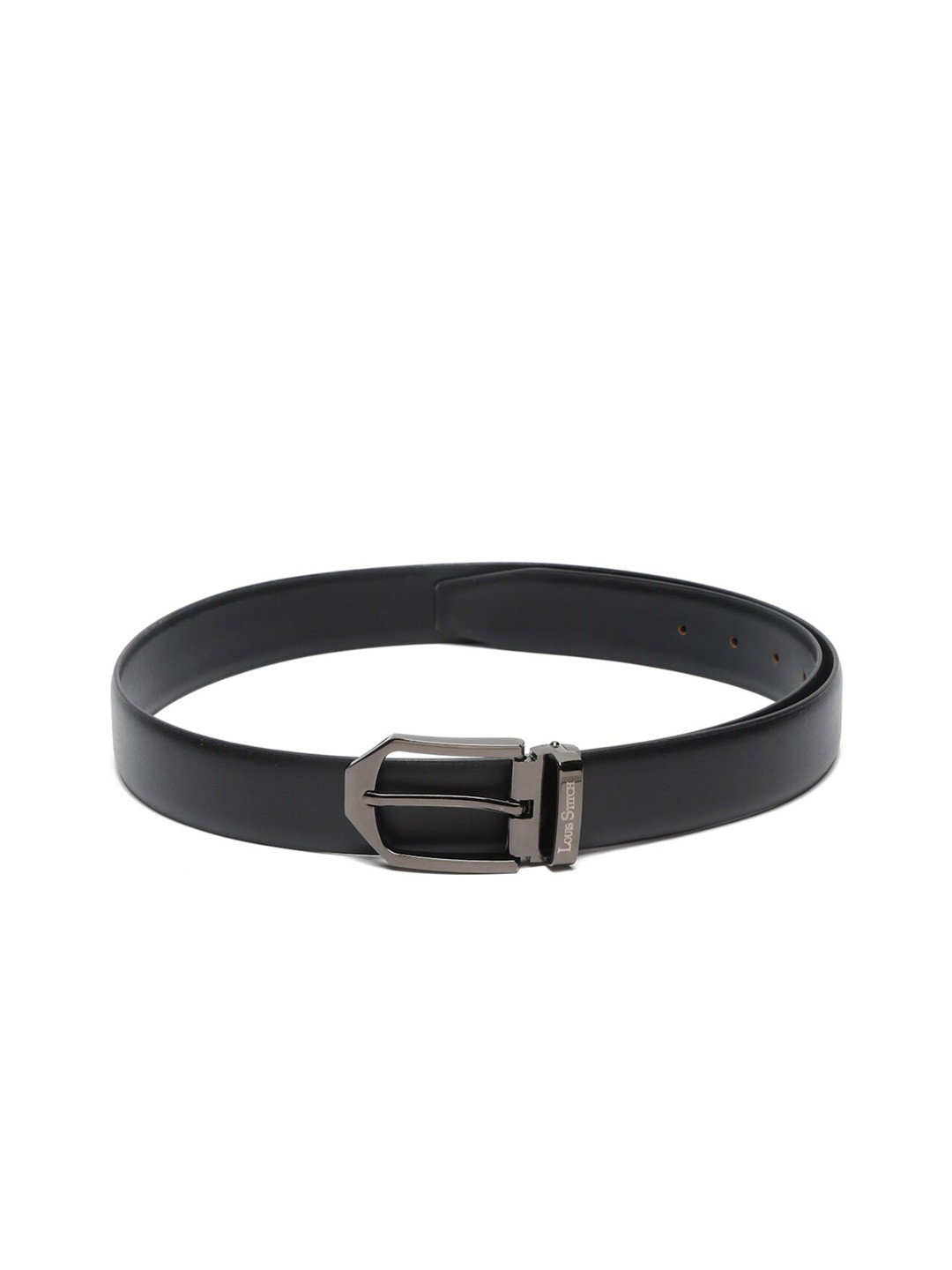 

LOUIS STITCH Men Black Leather Formal Belt